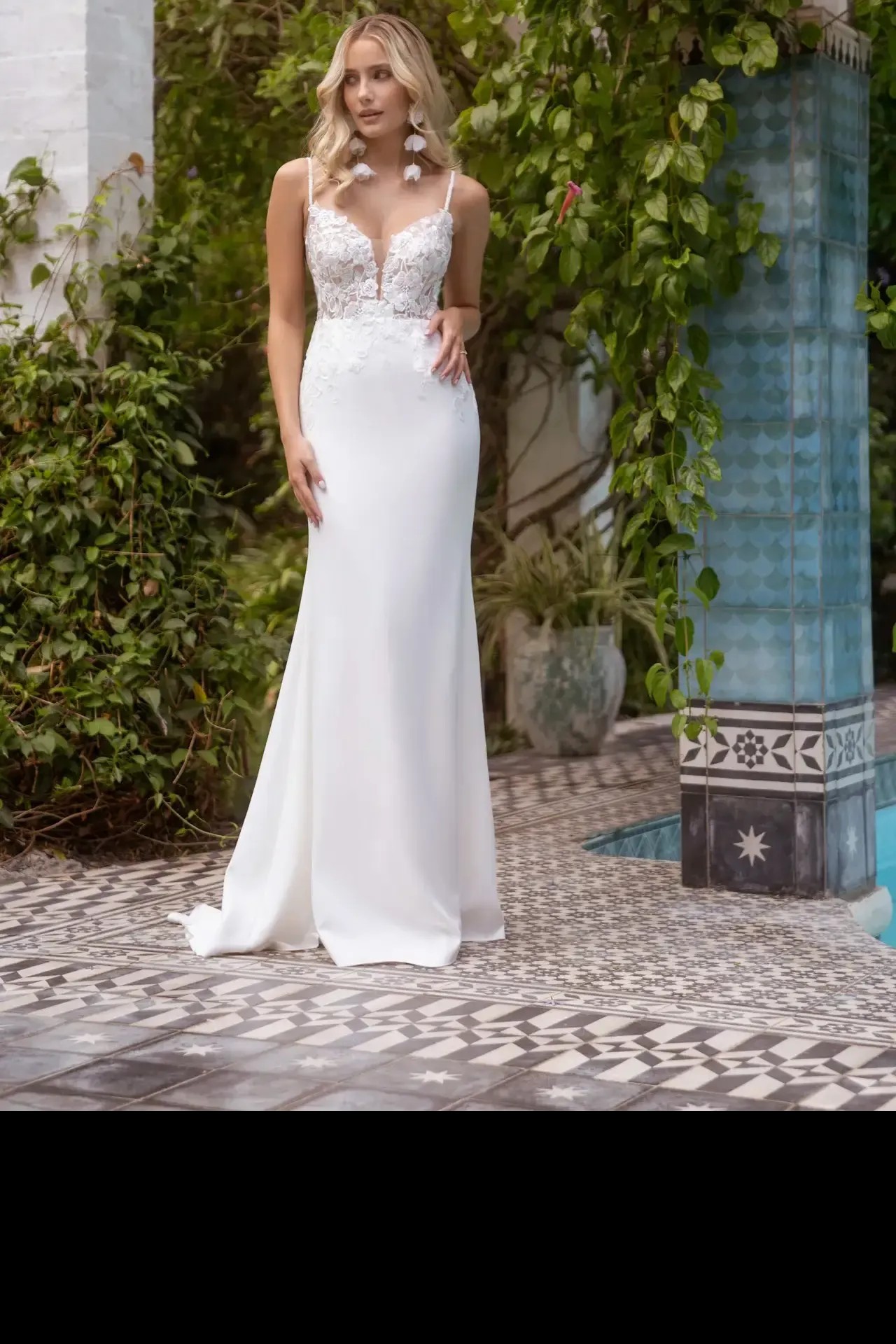 Model wearing a white Fit & Flare Style Dress