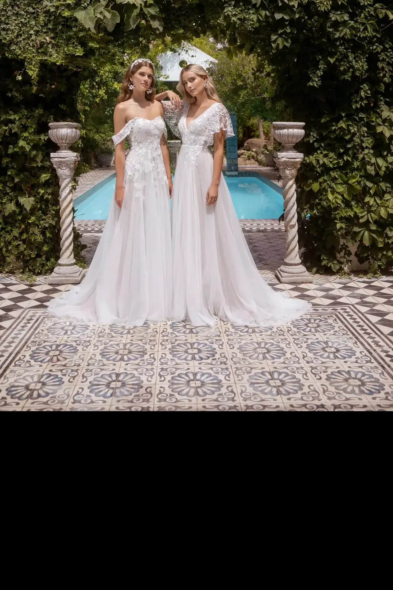 Model wearing a white Maggie Sottero wedding Dress