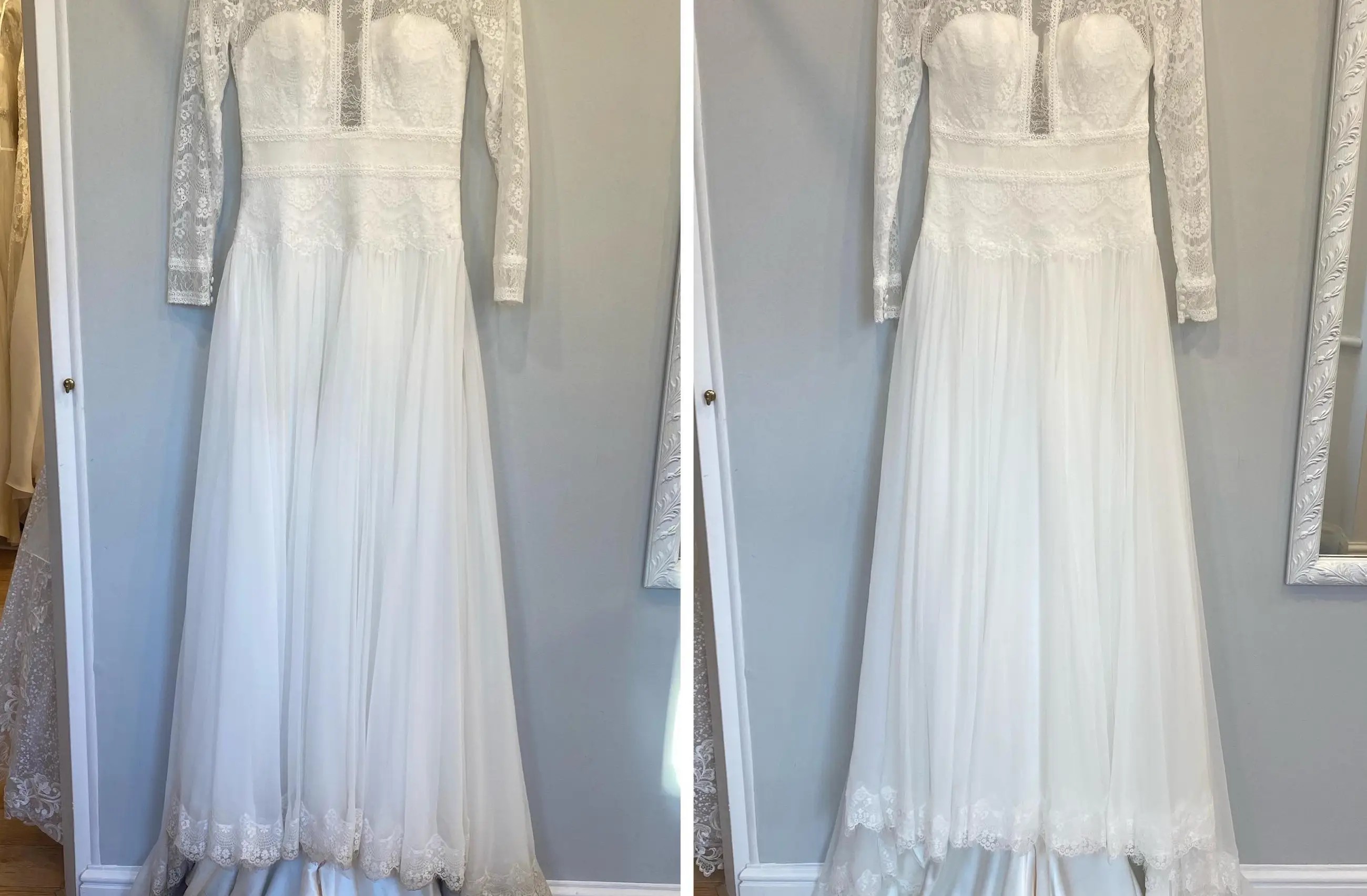 Before and After Cleaned Wedding Dress