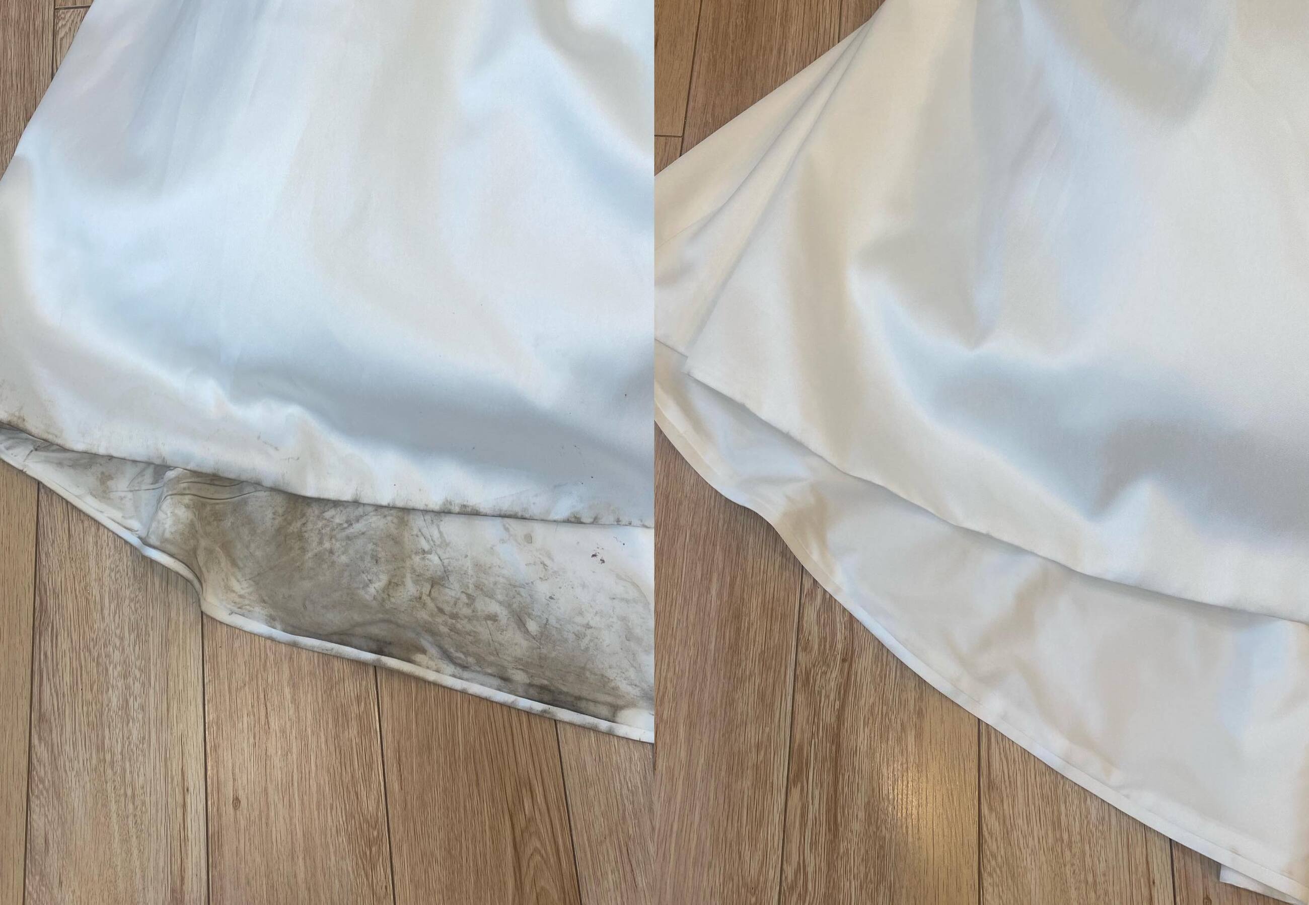 Before and After Cleaned Wedding Dress