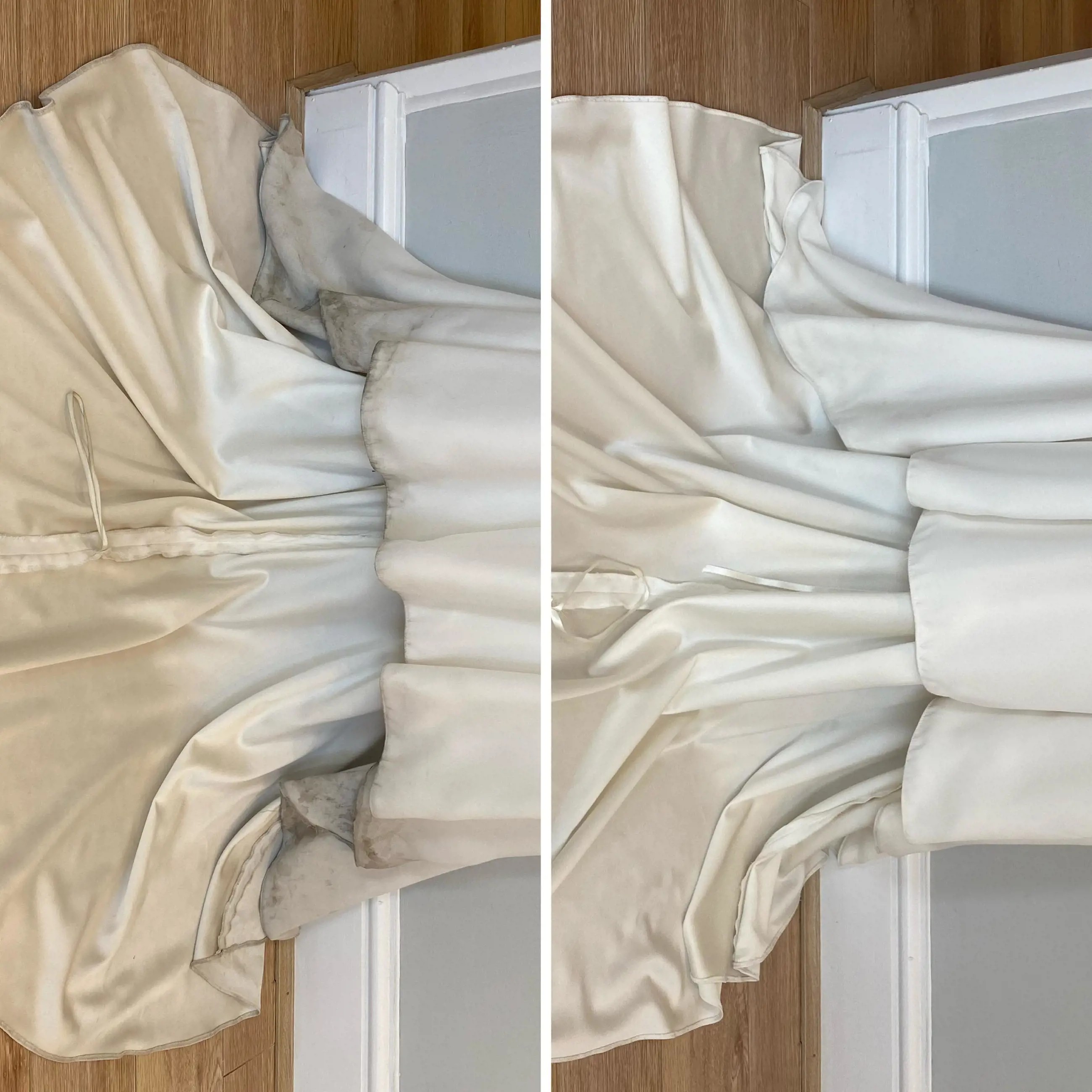 Before and After Cleaned Wedding Dress