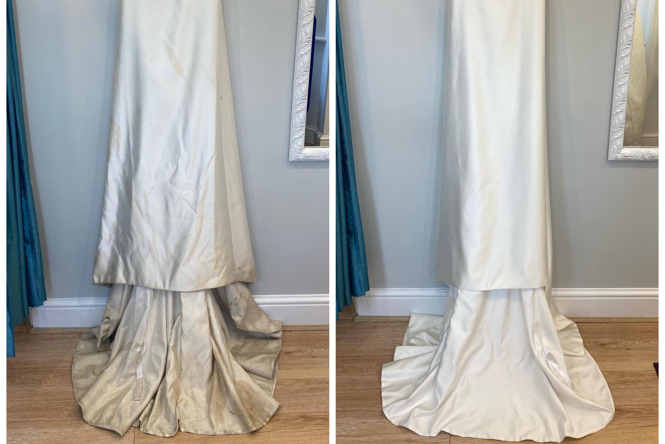 Before and After Cleaned Wedding Dress