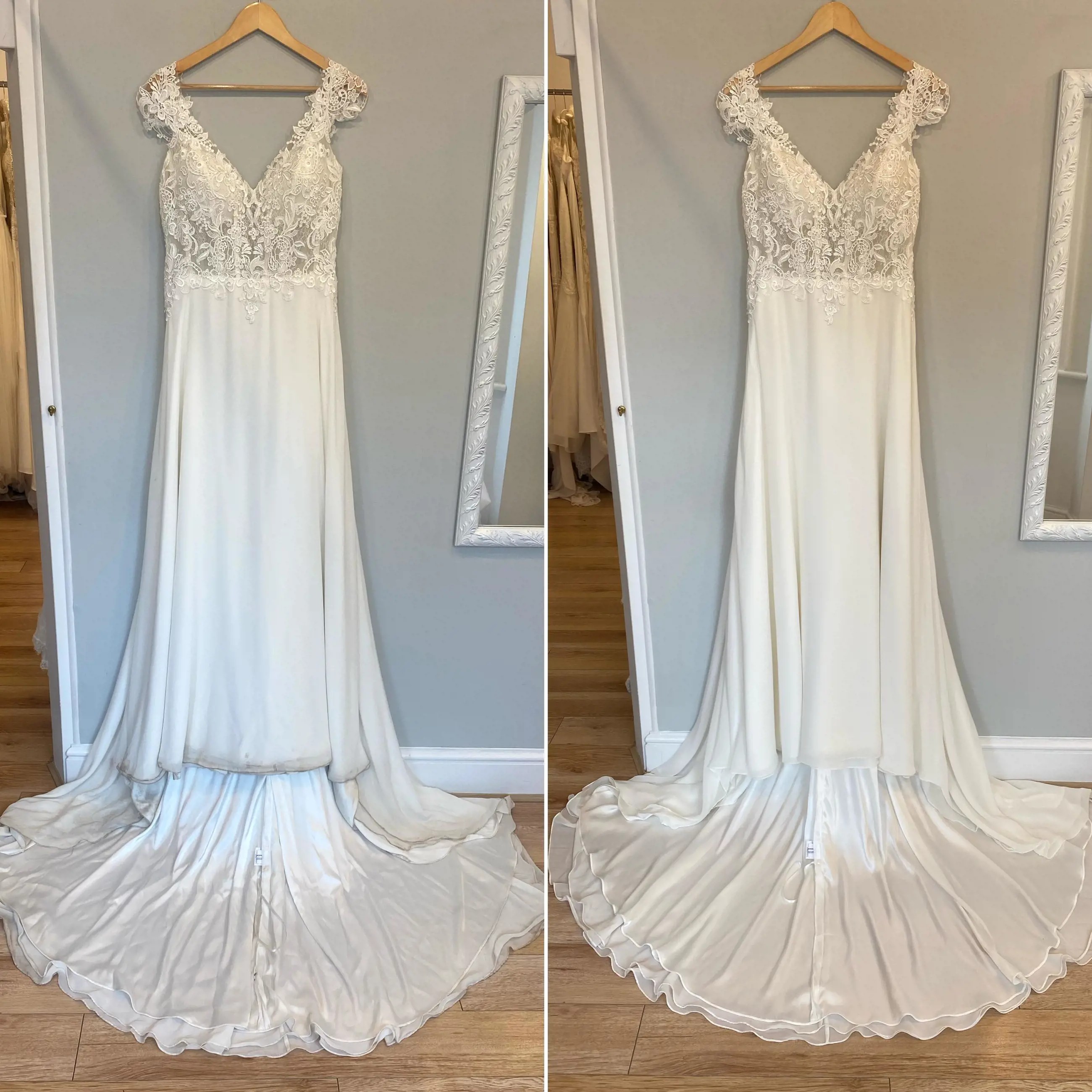 Before and After Cleaned Wedding Dress