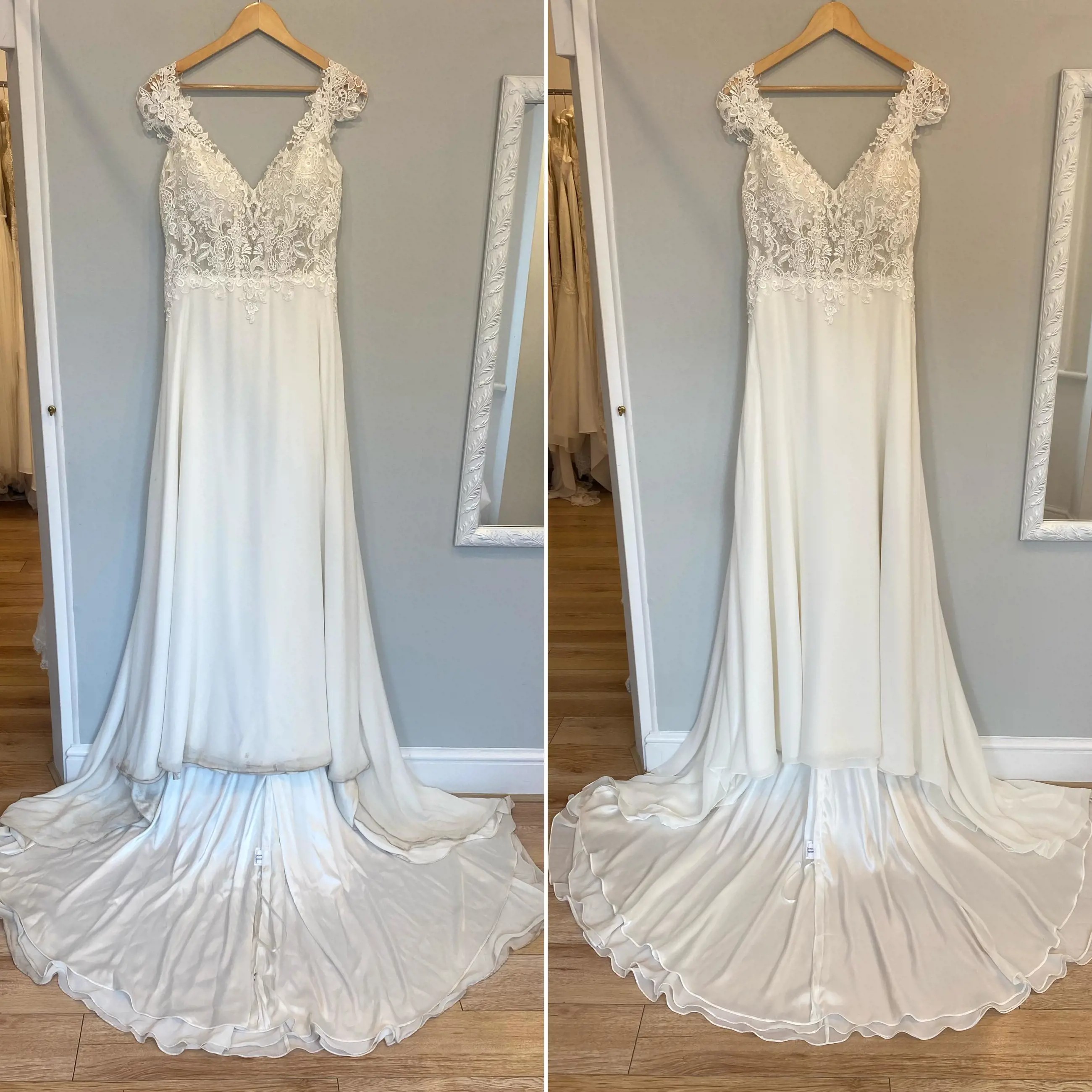 Before and After Cleaned Wedding Dress