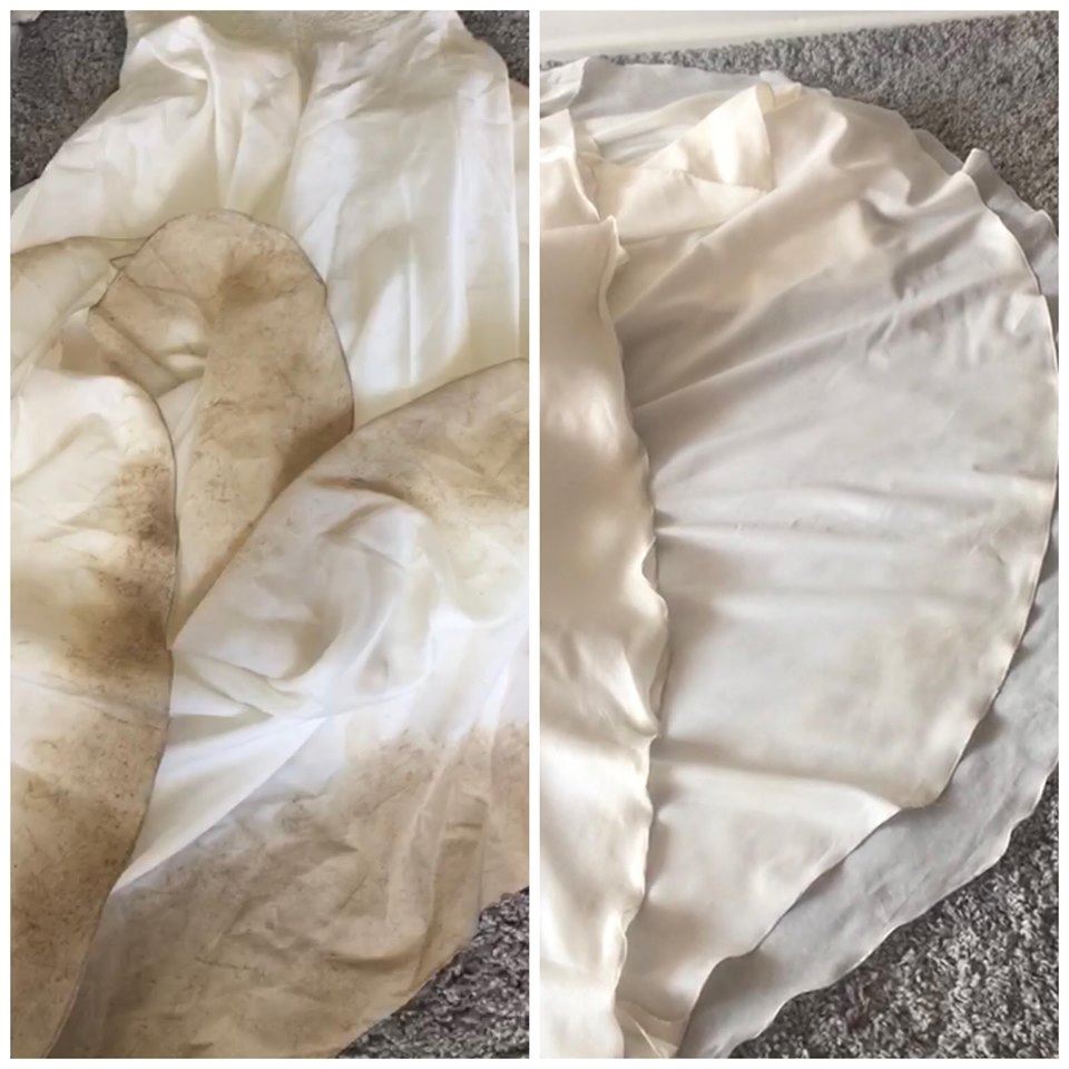 Before and After Cleaned Wedding Dress