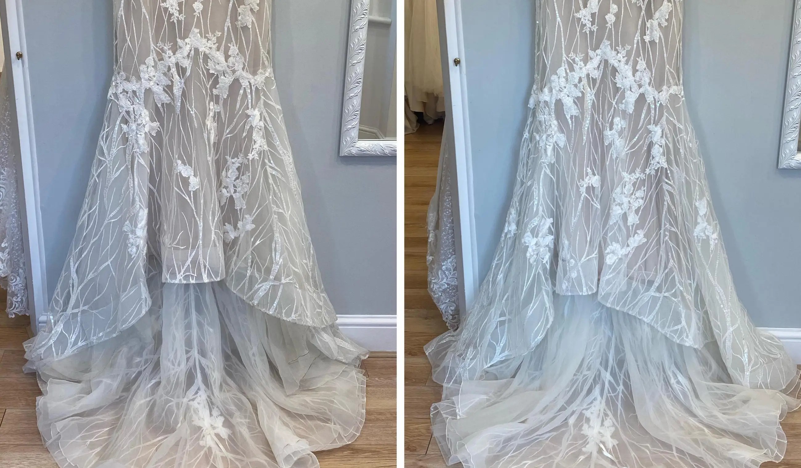 Before and After Cleaned Wedding Dress