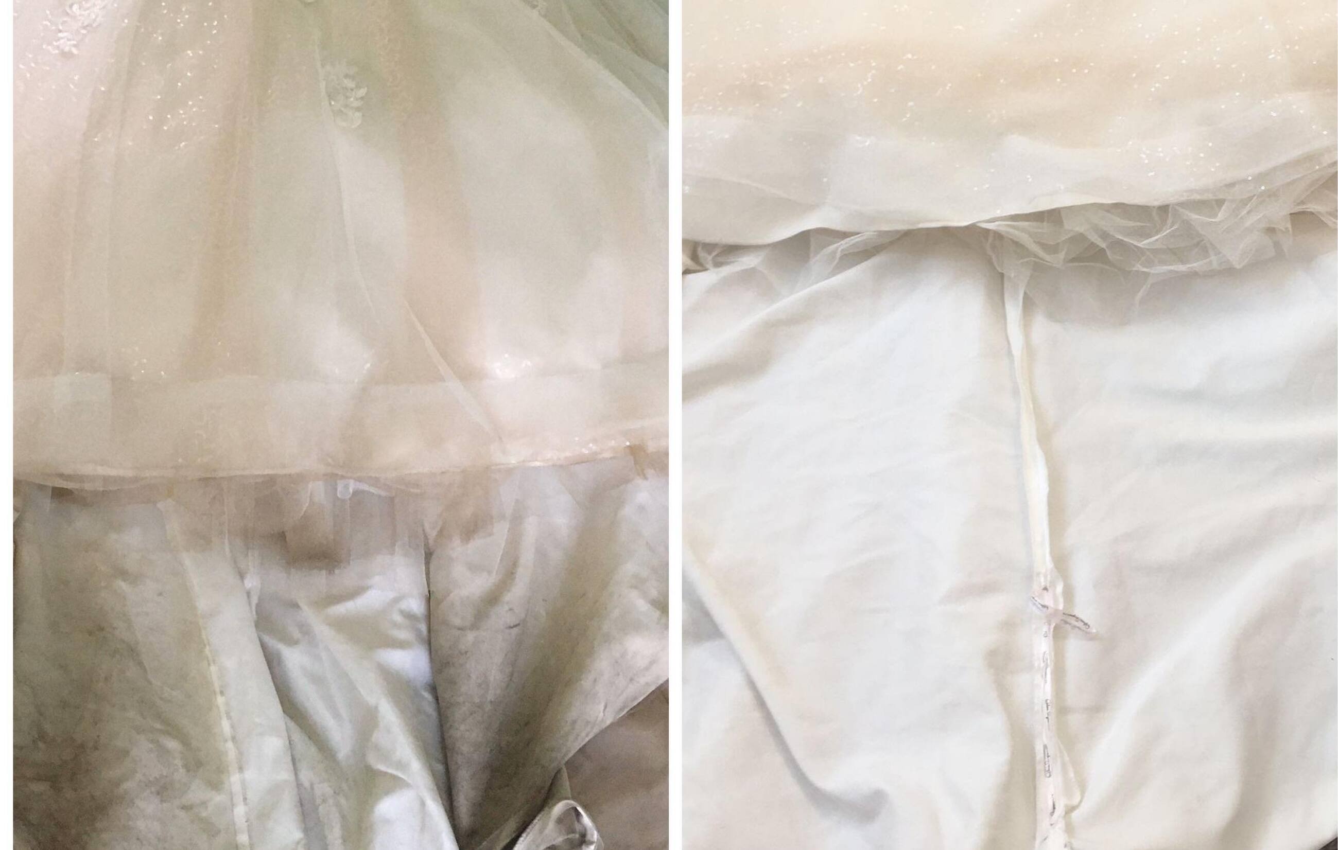 Before and After Cleaned Wedding Dress