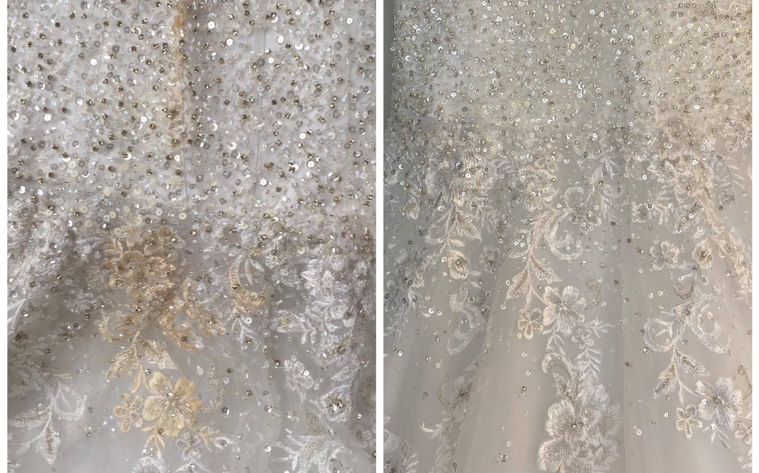 Before and After Cleaned Wedding Dress