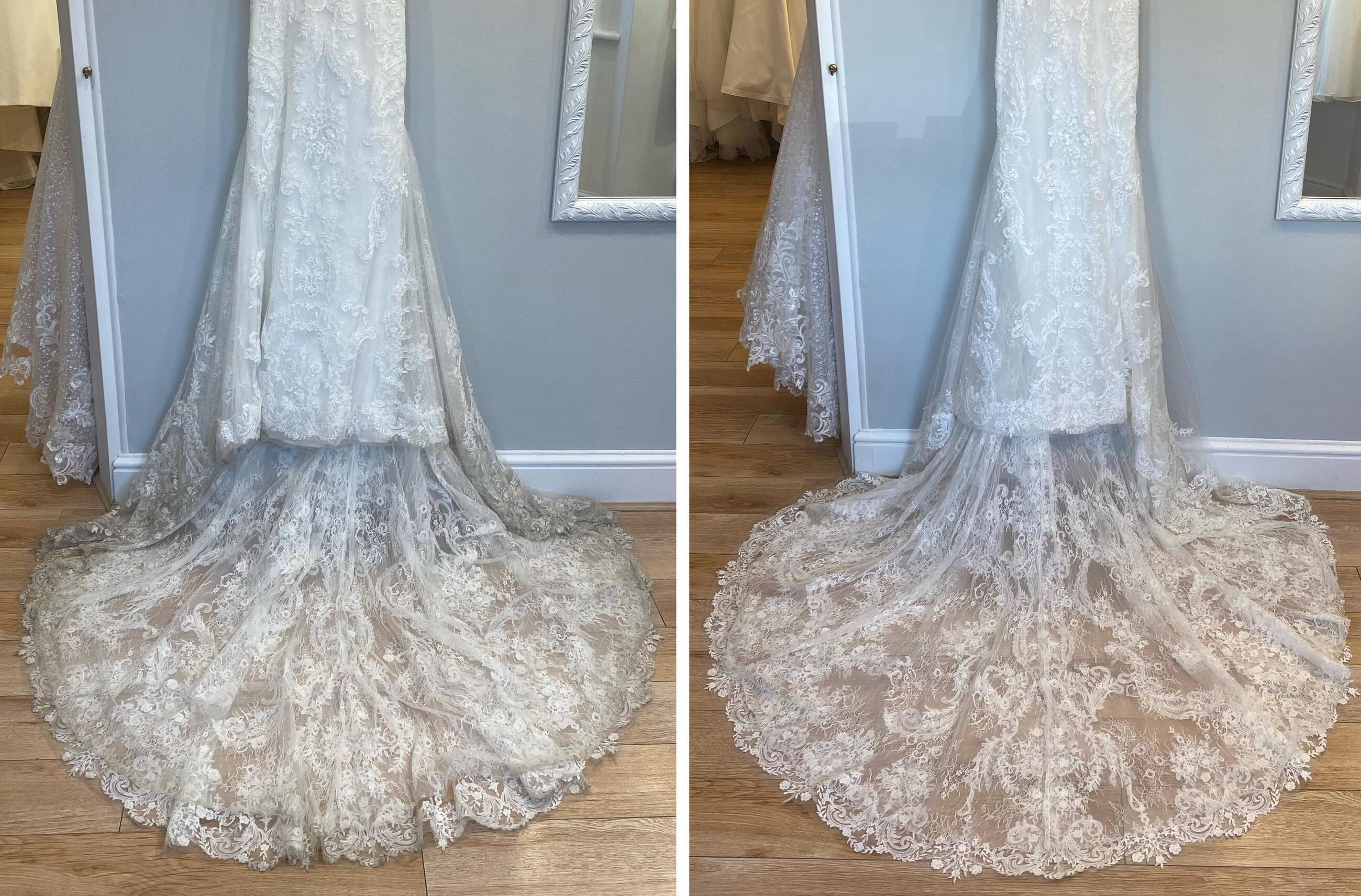 Before and After Cleaned Wedding Dress