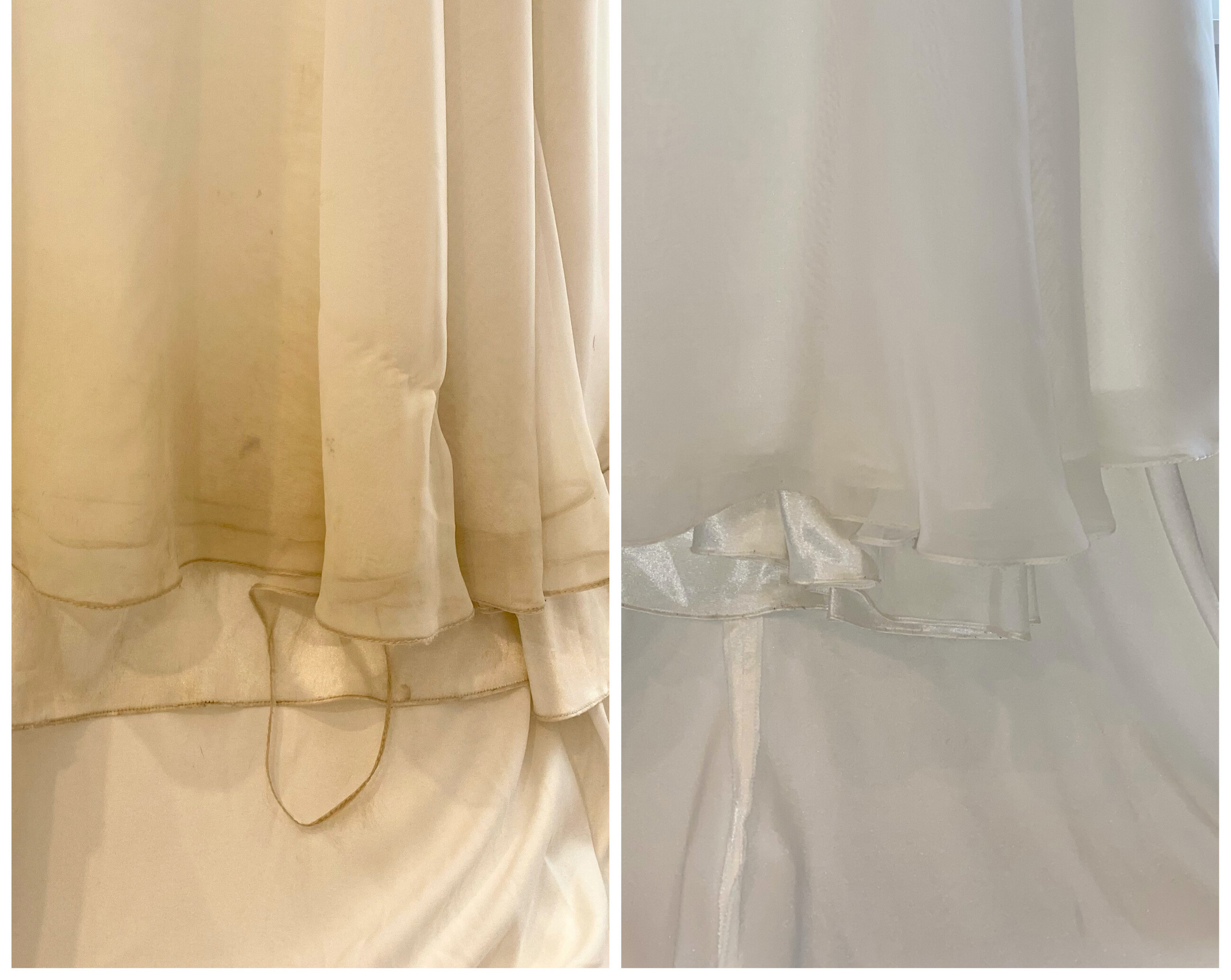 Before and After Cleaned Wedding Dress