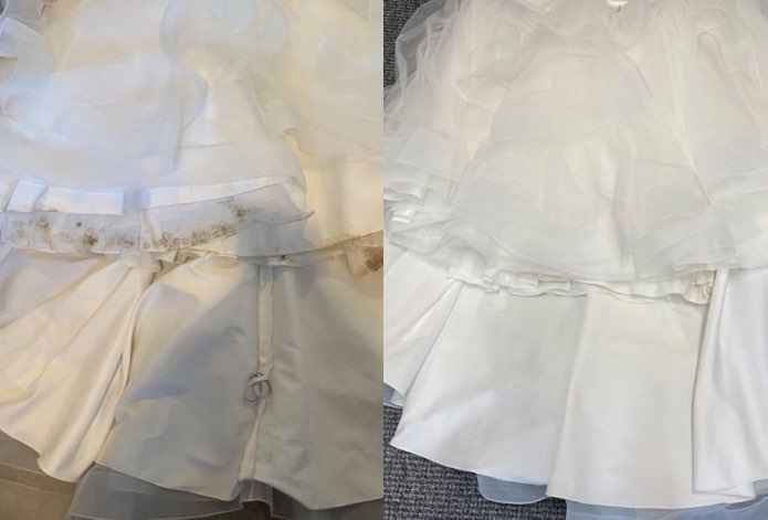 Before and After Cleaned Wedding Dress