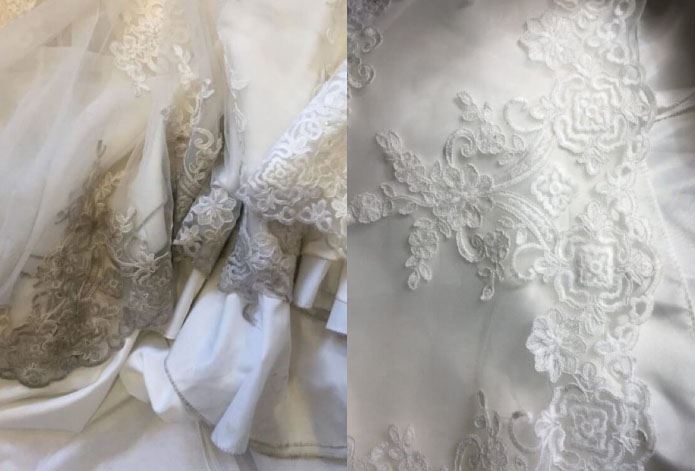 Before and After Cleaned Wedding Dress