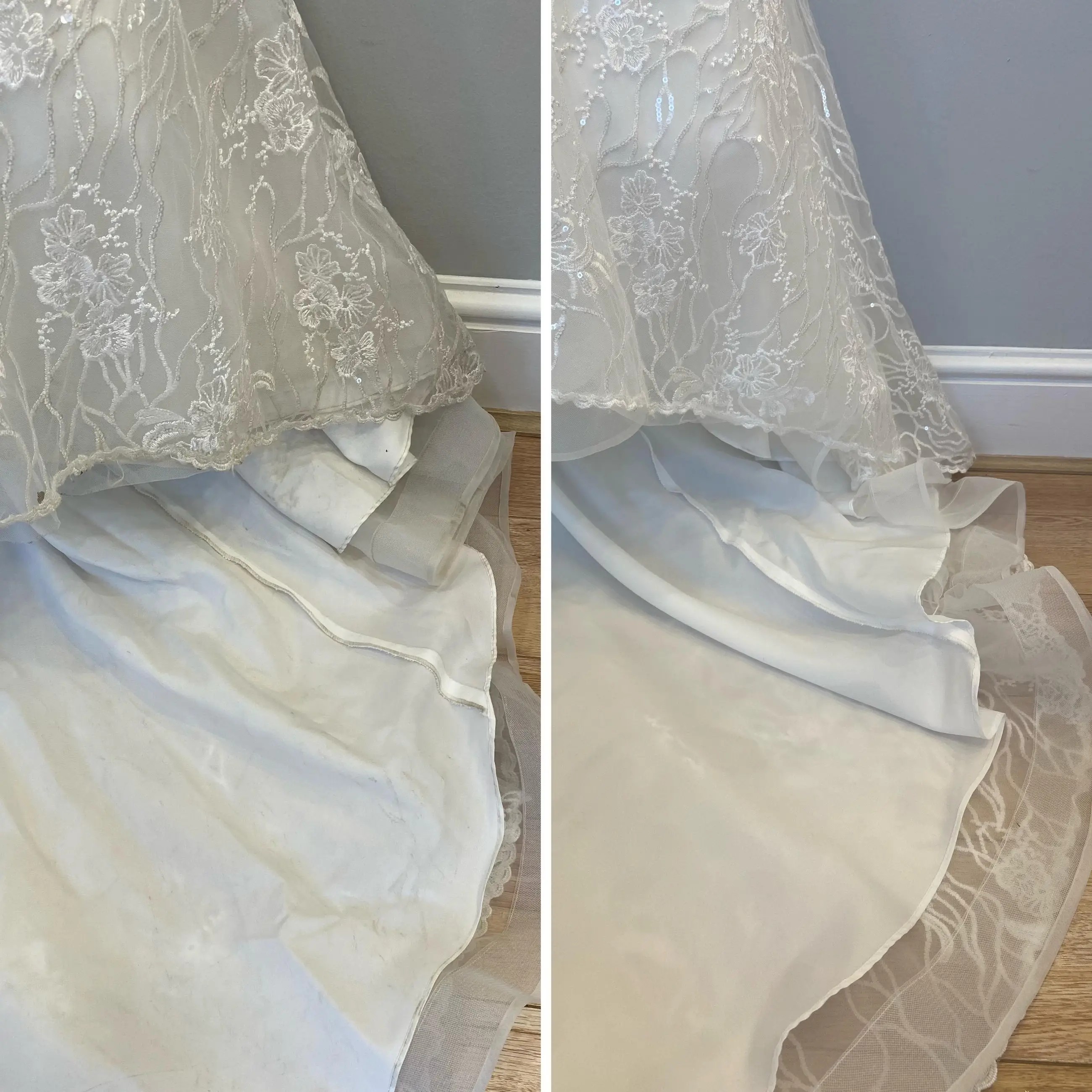 Before and After Cleaned Wedding Dress