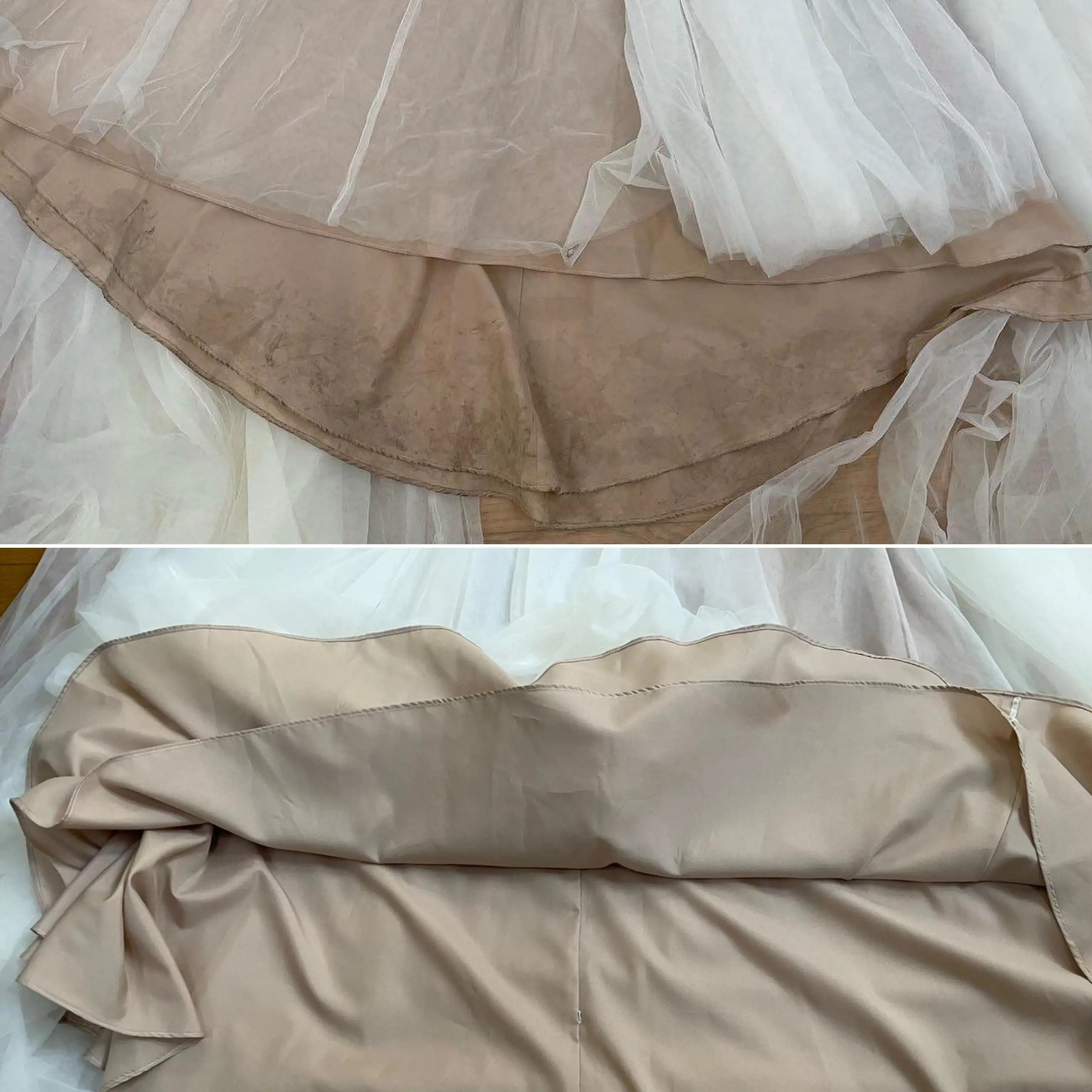 Before and After Cleaned Wedding Dress