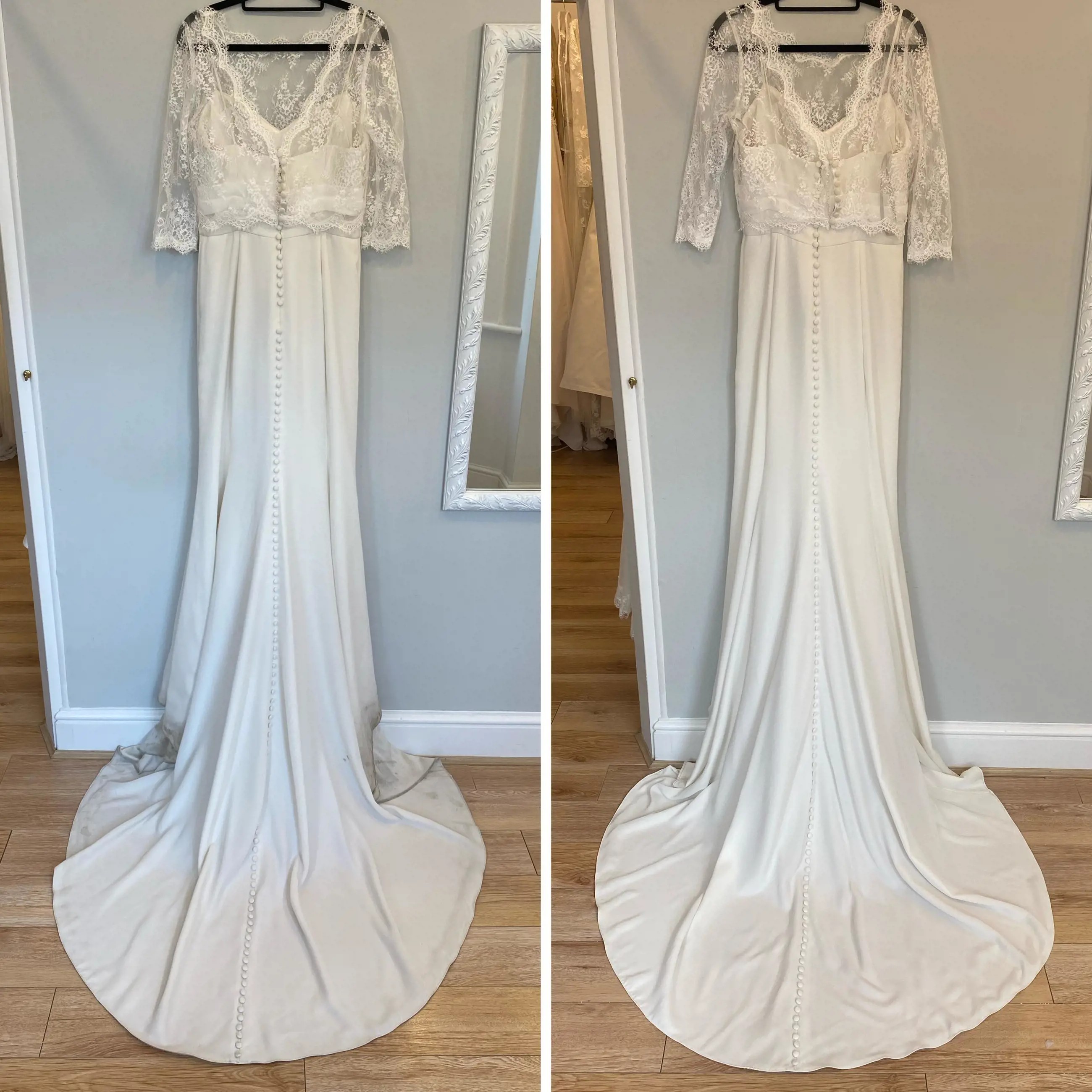 Before and After Cleaned Wedding Dress