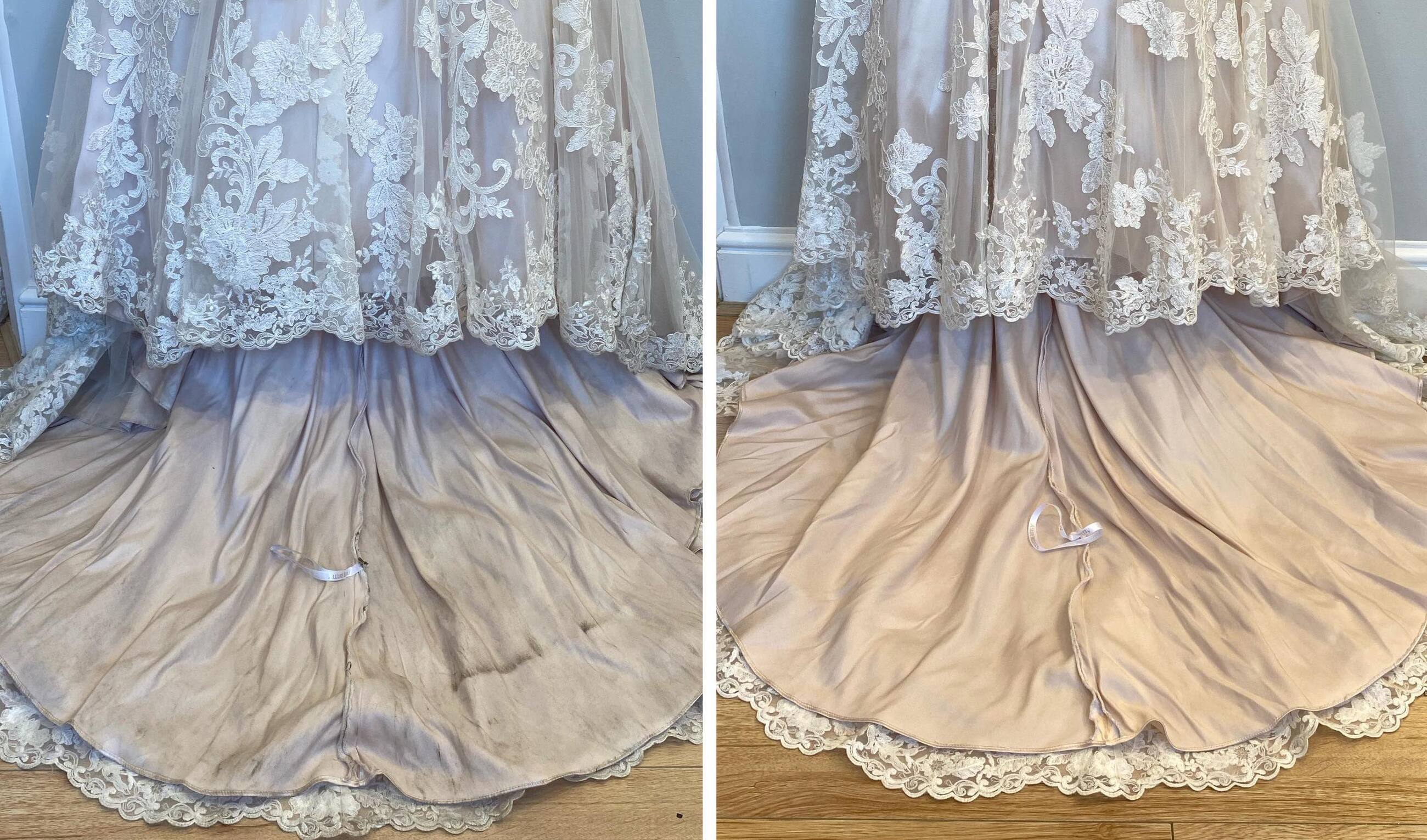 Before and After Cleaned Wedding Dress