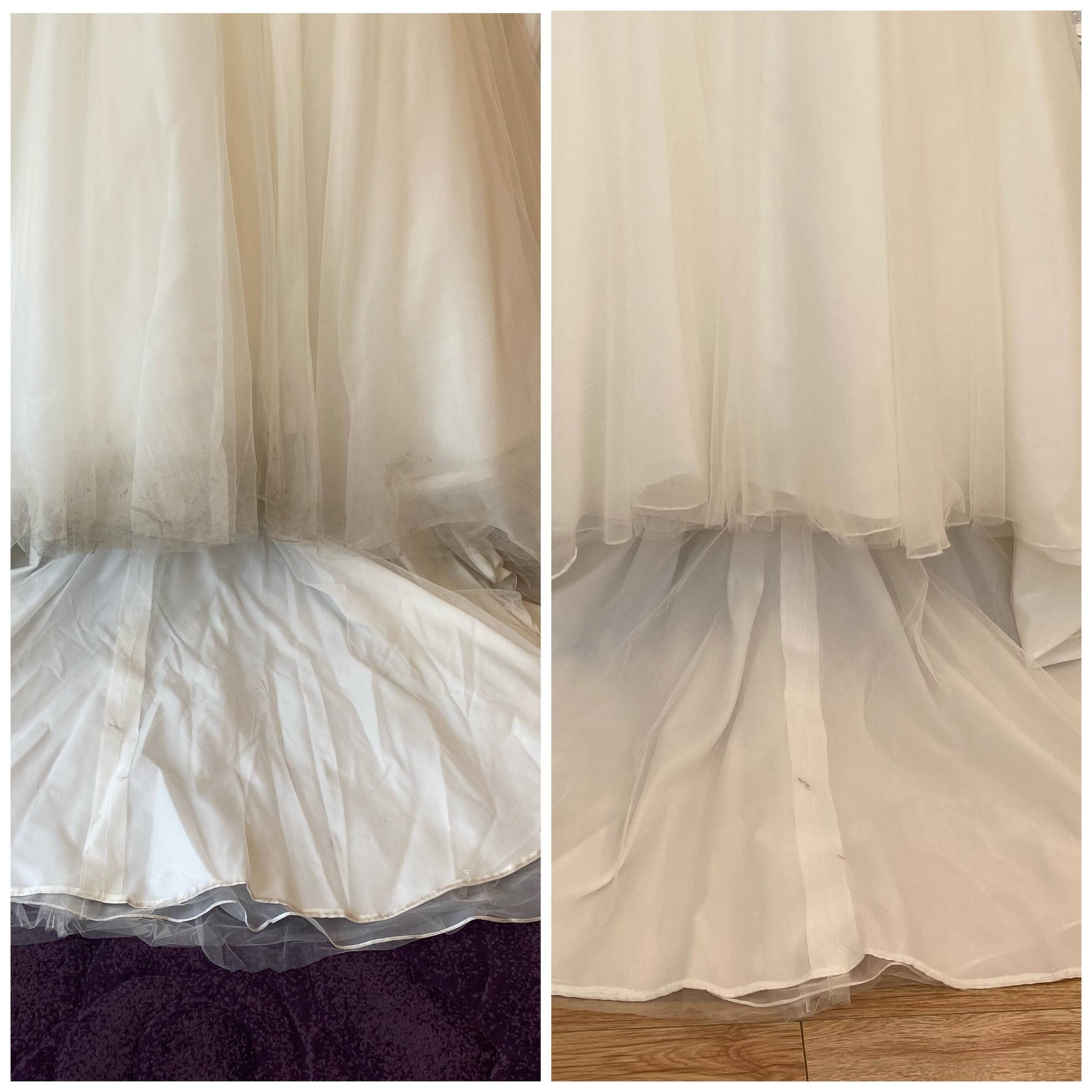 Before and After Cleaned Wedding Dress