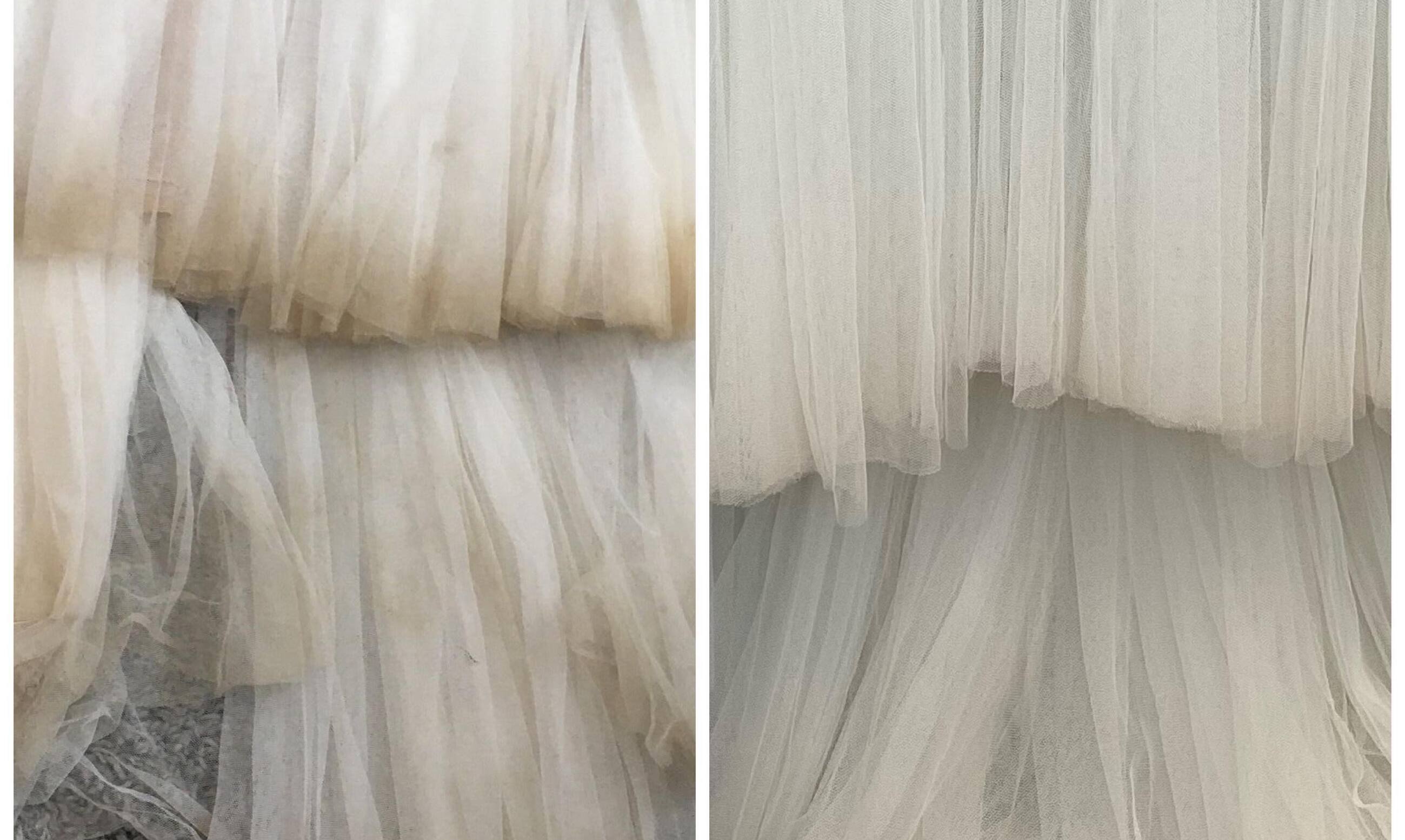 Before and After Cleaned Wedding Dress