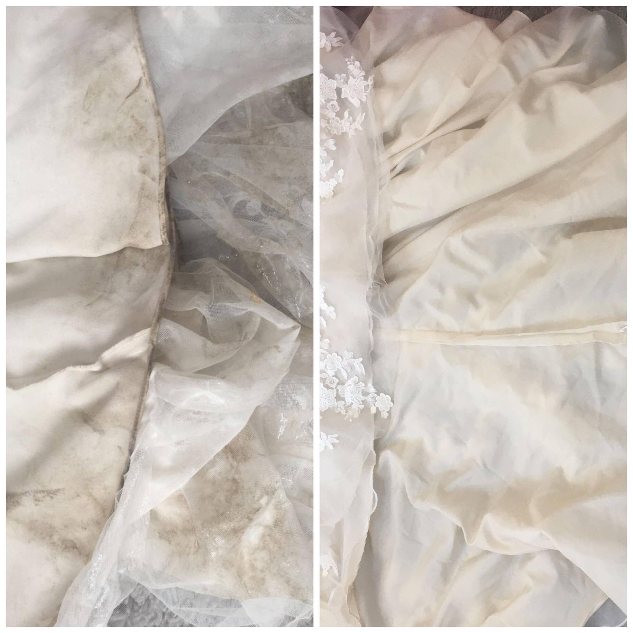 Before and After Cleaned Wedding Dress