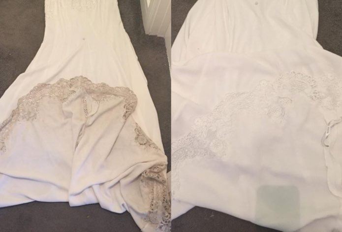 Before and After Cleaned Wedding Dress