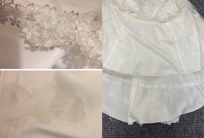 Before and After Cleaned Wedding Dress