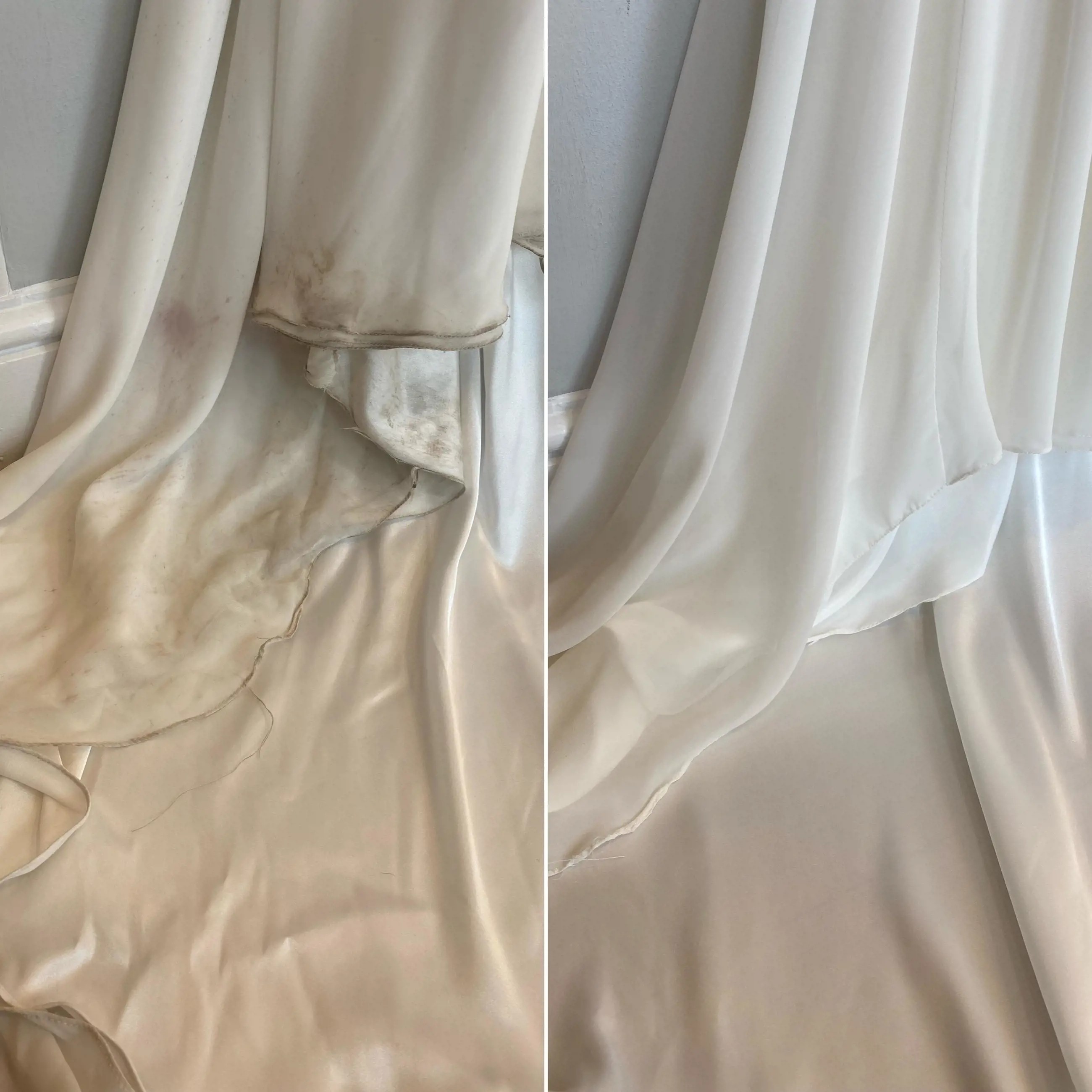 Before and After Cleaned Wedding Dress