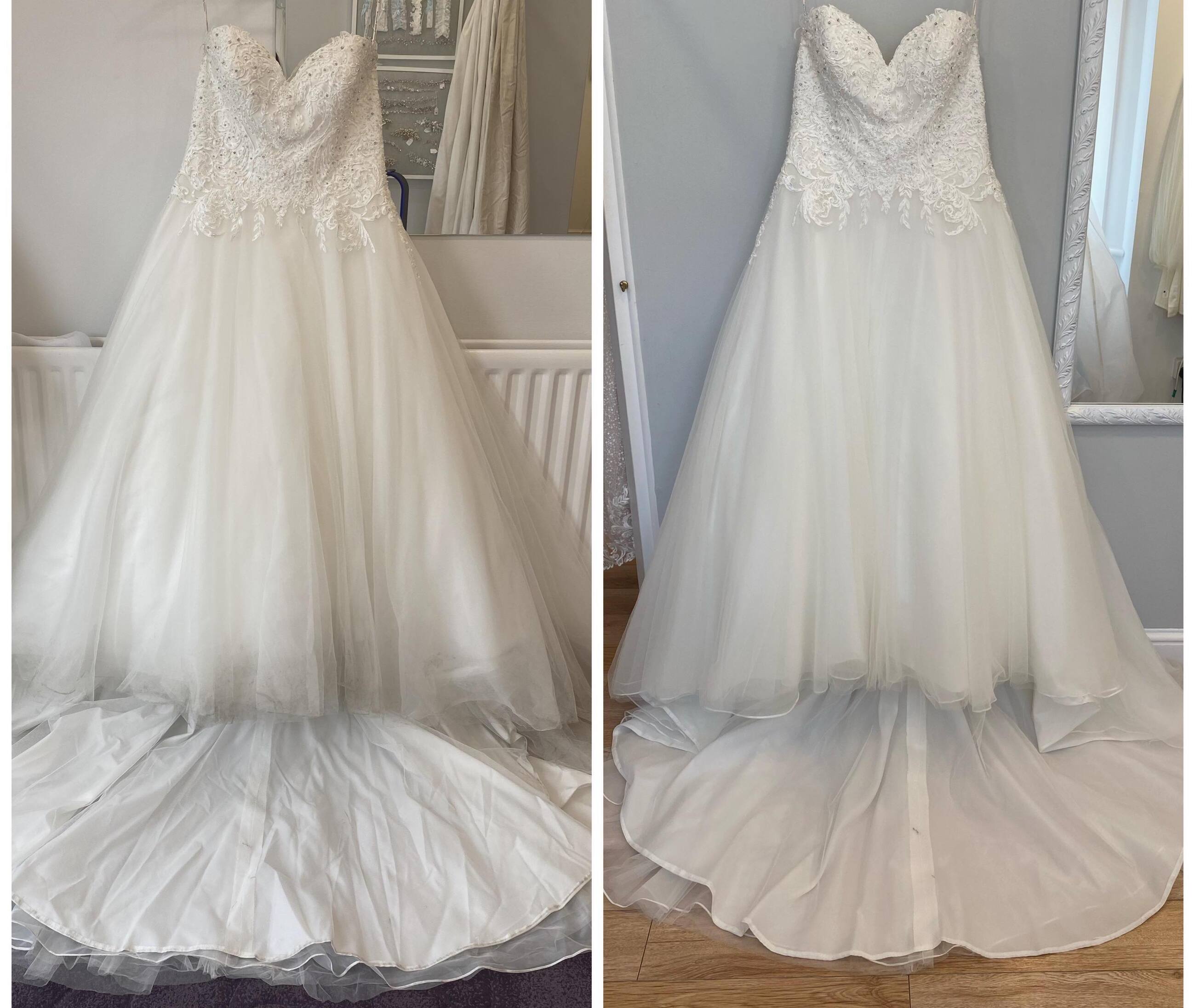 Before and After Cleaned Wedding Dress