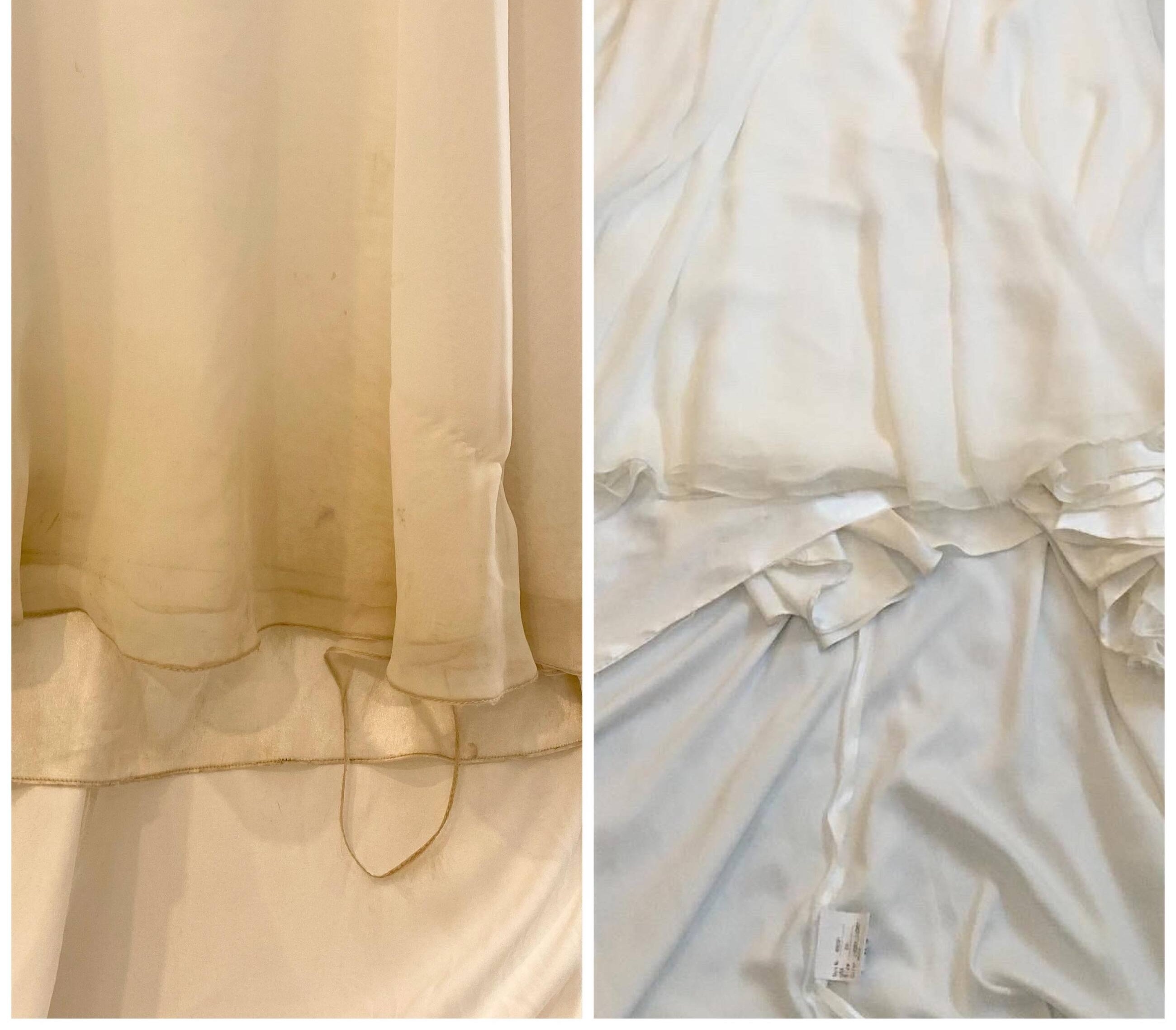 Before and After Cleaned Wedding Dress