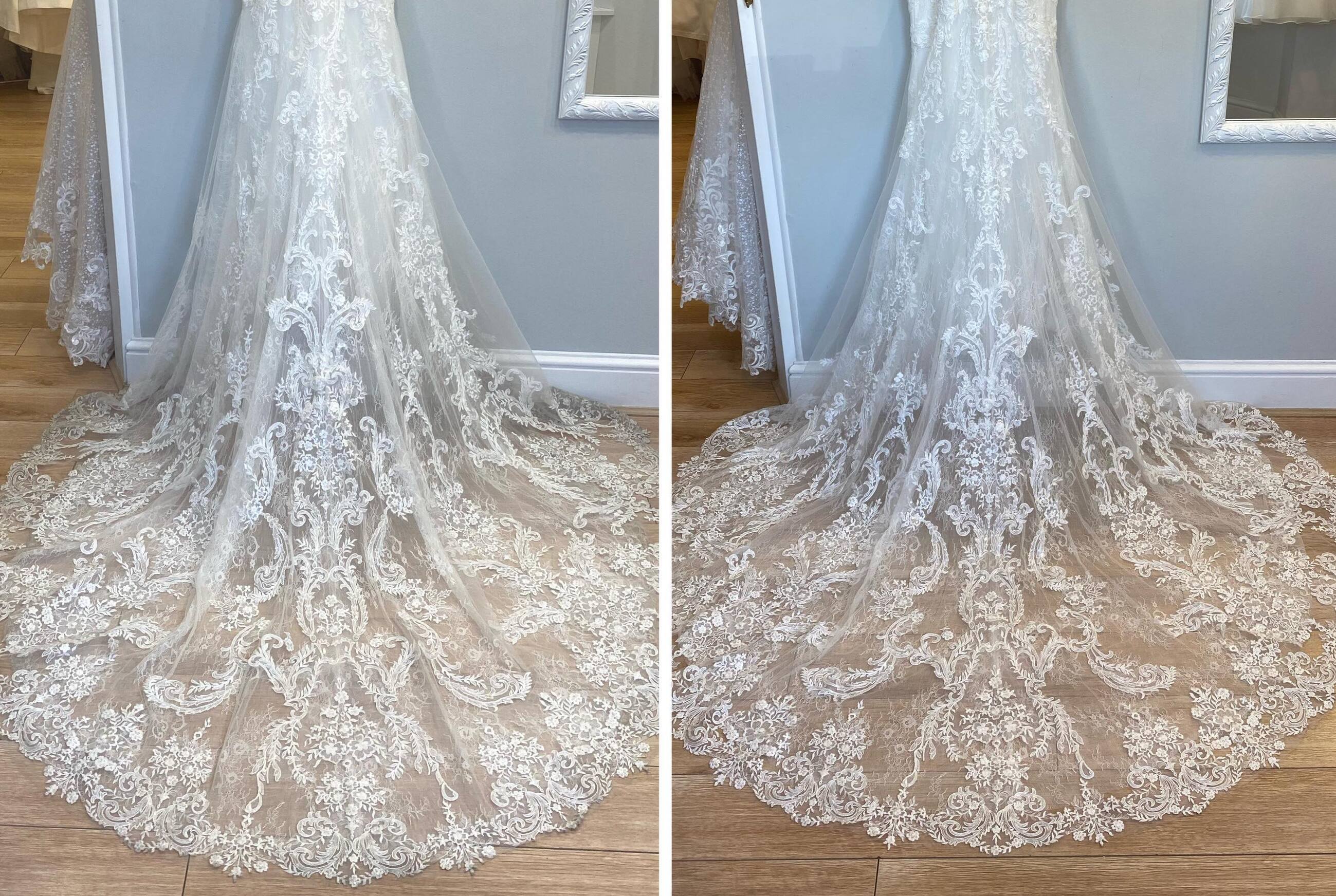 Before and After Cleaned Wedding Dress