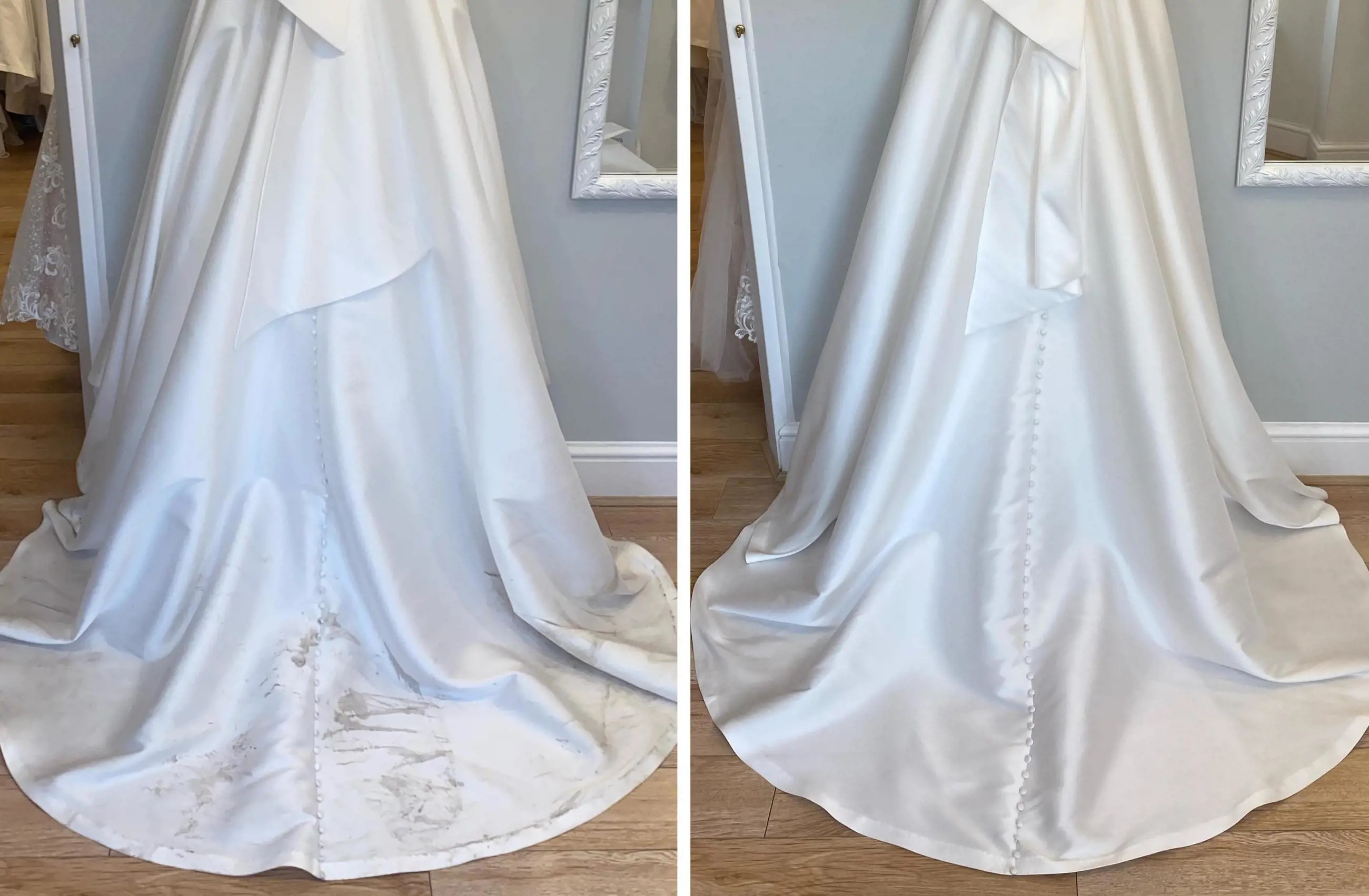 Before and After Cleaned Wedding Dress