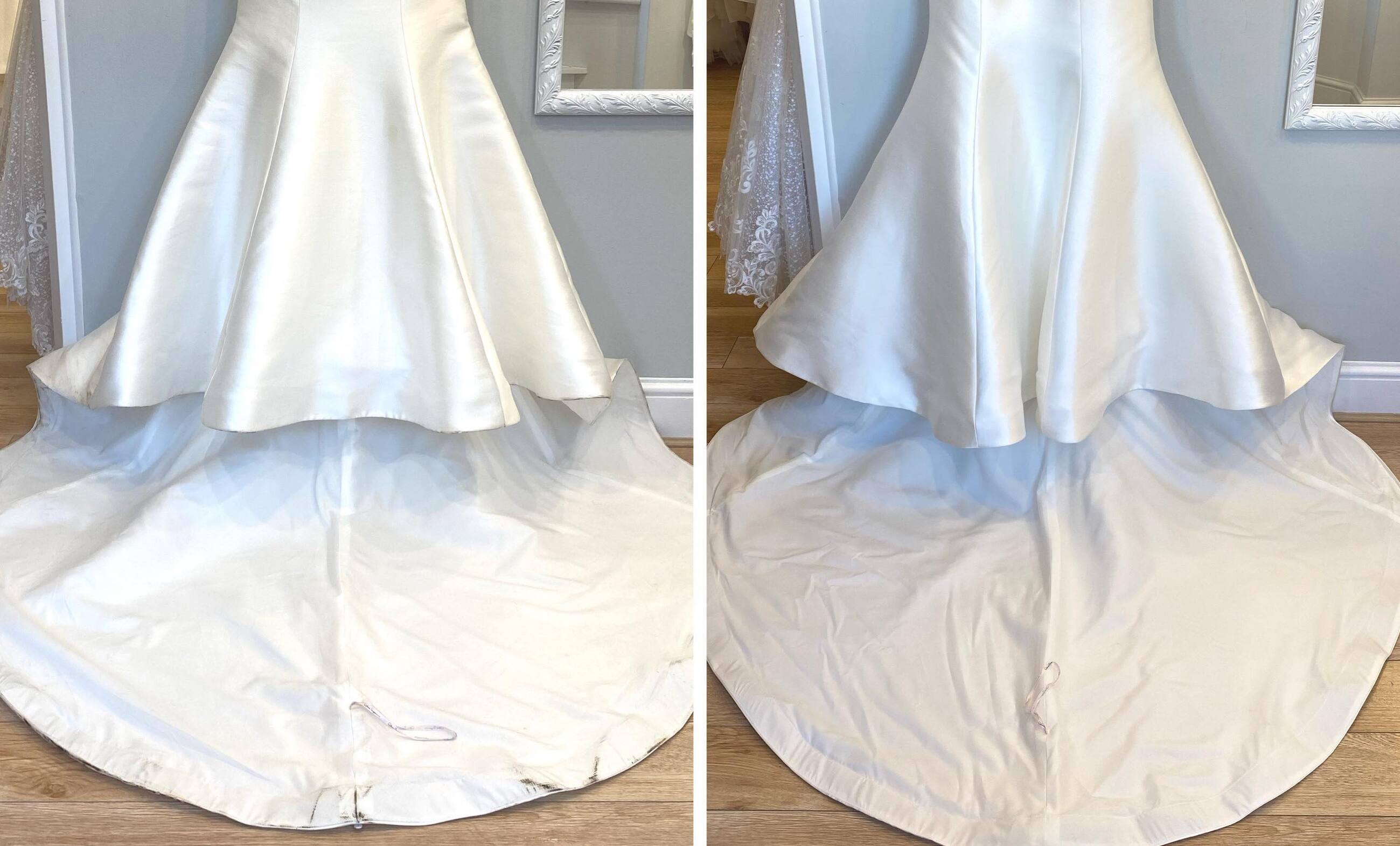 Before and After Cleaned Wedding Dress