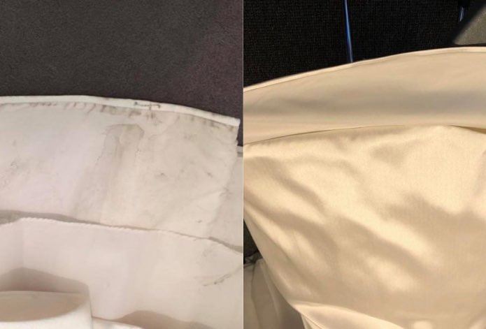 Before and After Cleaned Wedding Dress