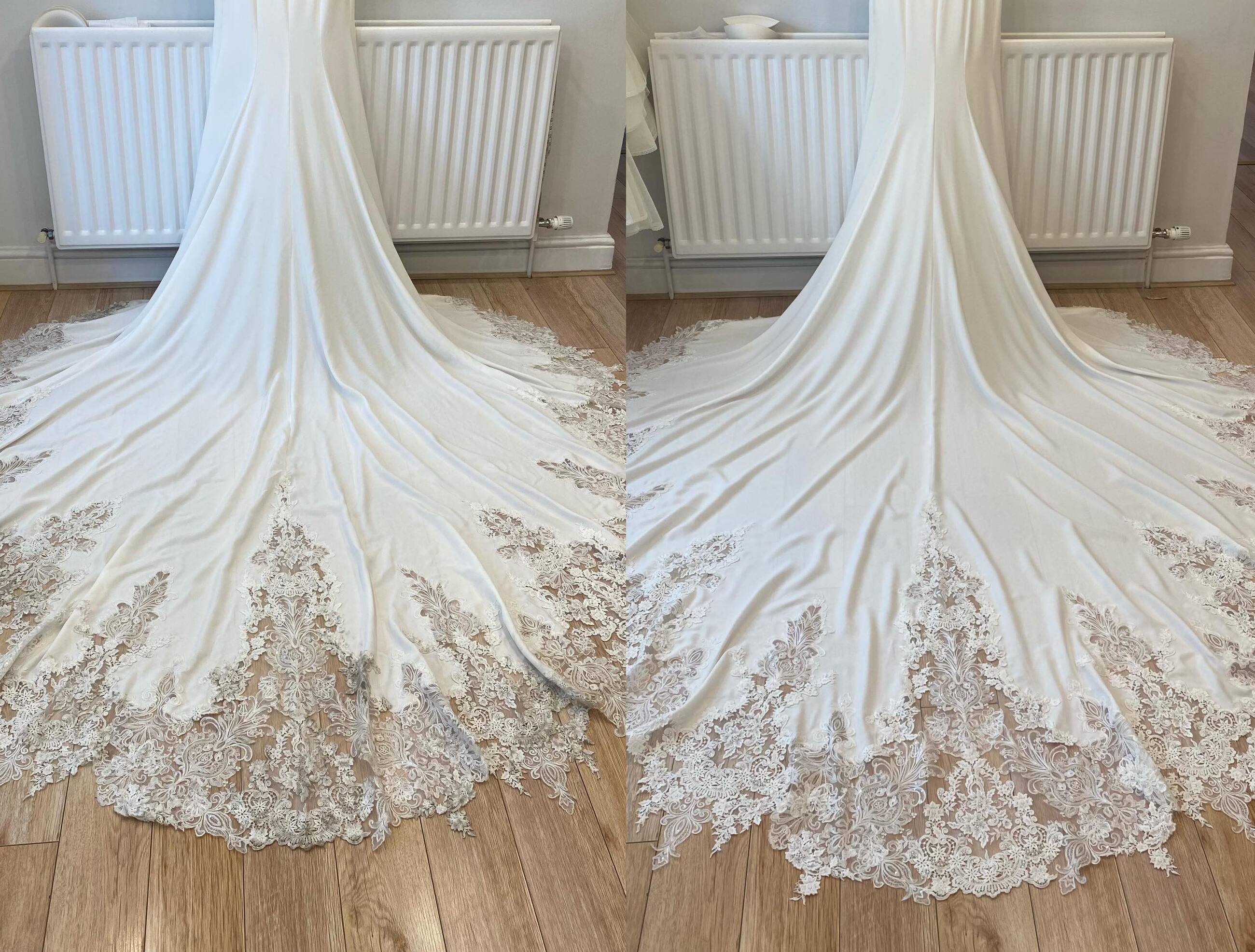 Before and After Cleaned Wedding Dress