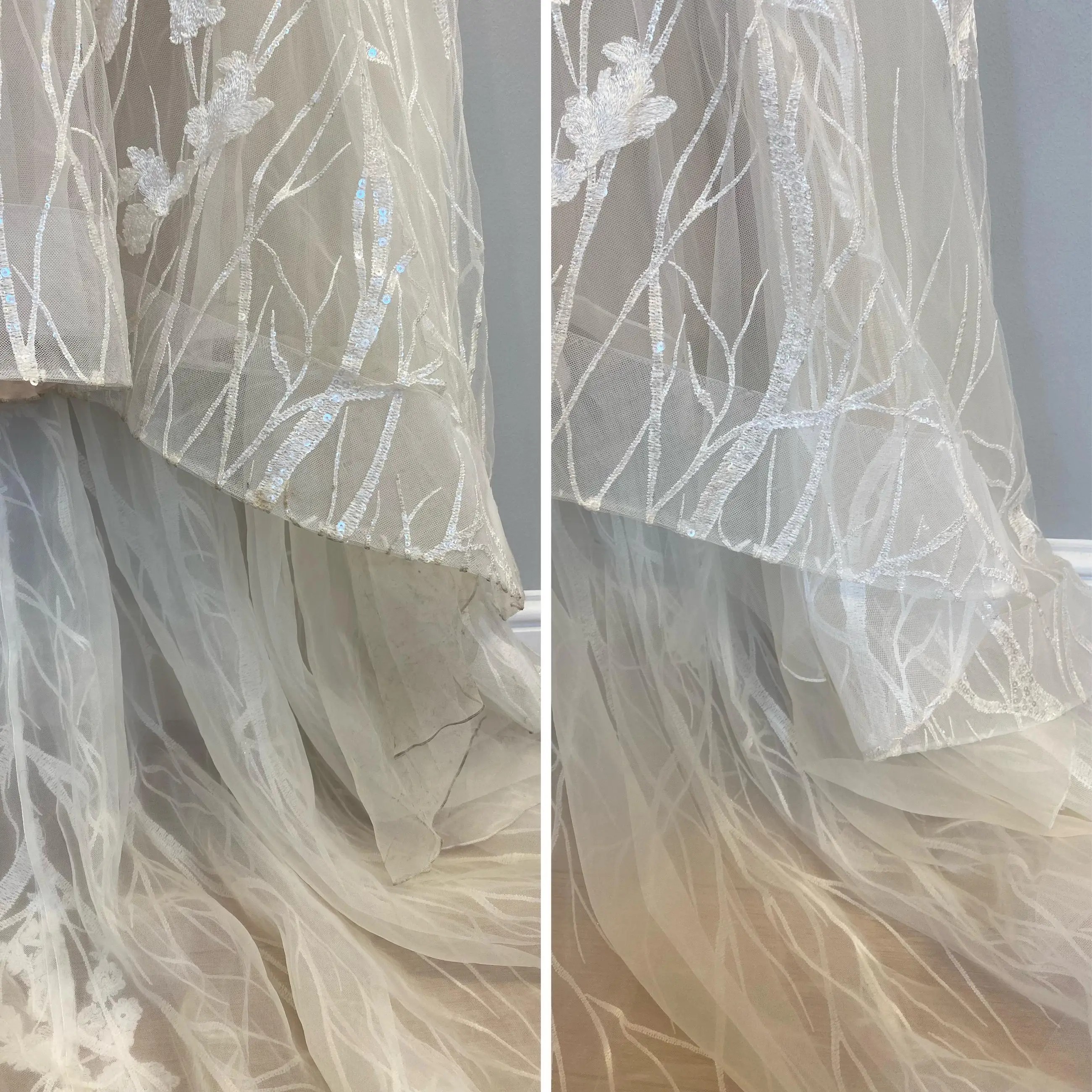 Before and After Cleaned Wedding Dress