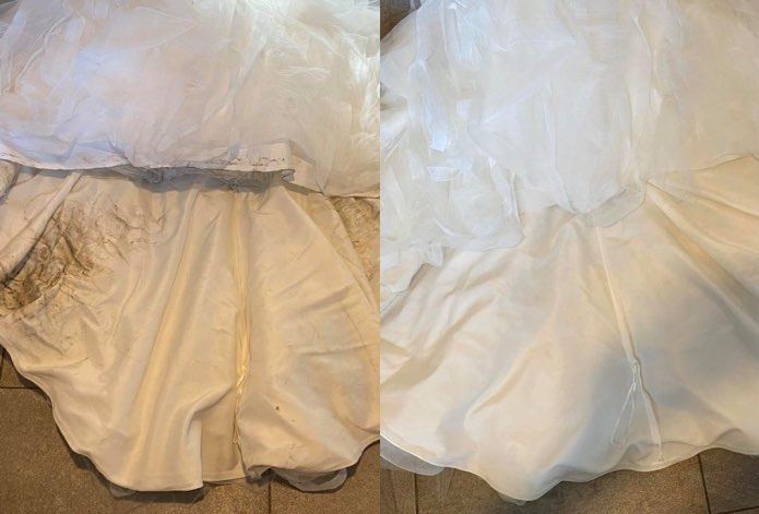 Before and After Cleaned Wedding Dress