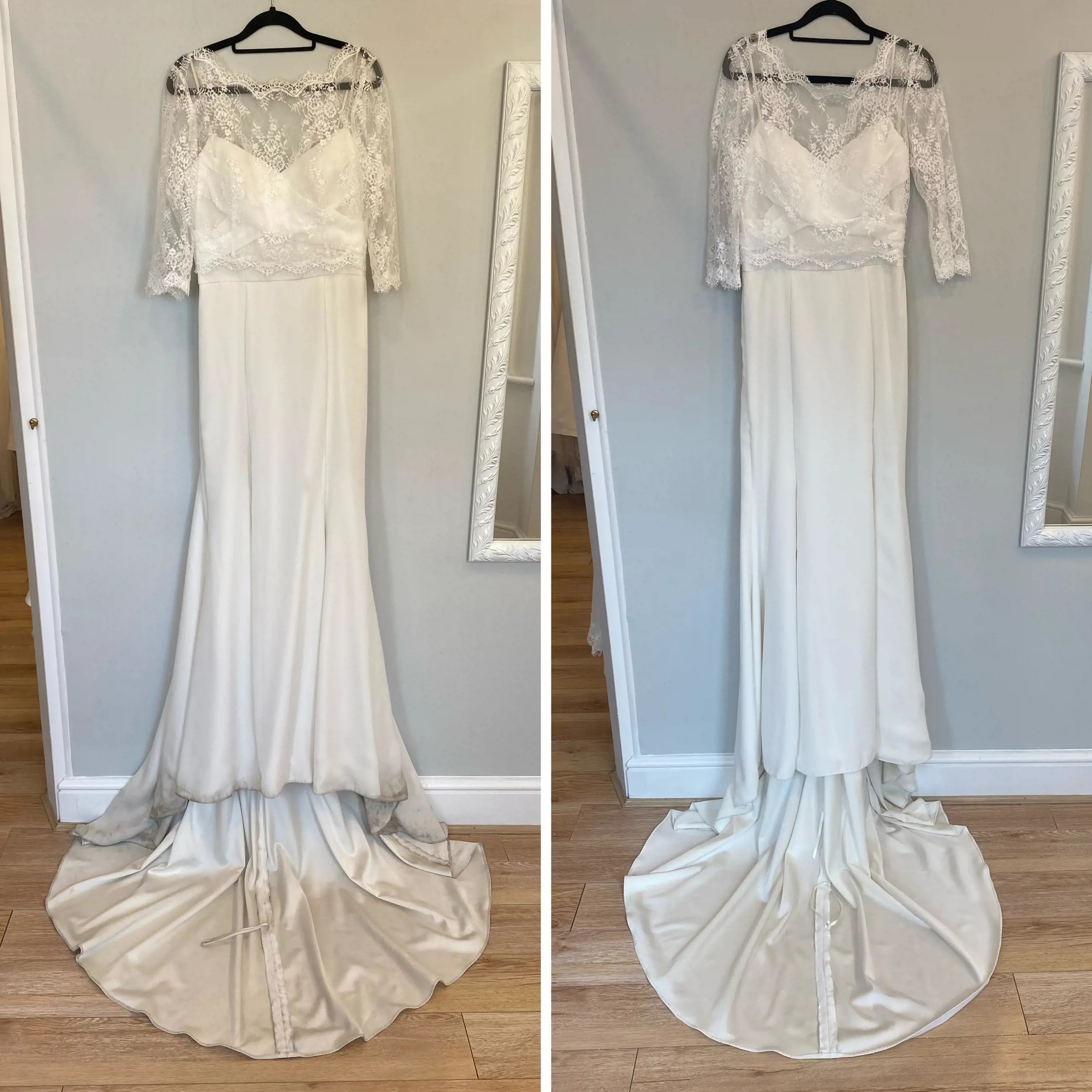 Before and After Cleaned Wedding Dress