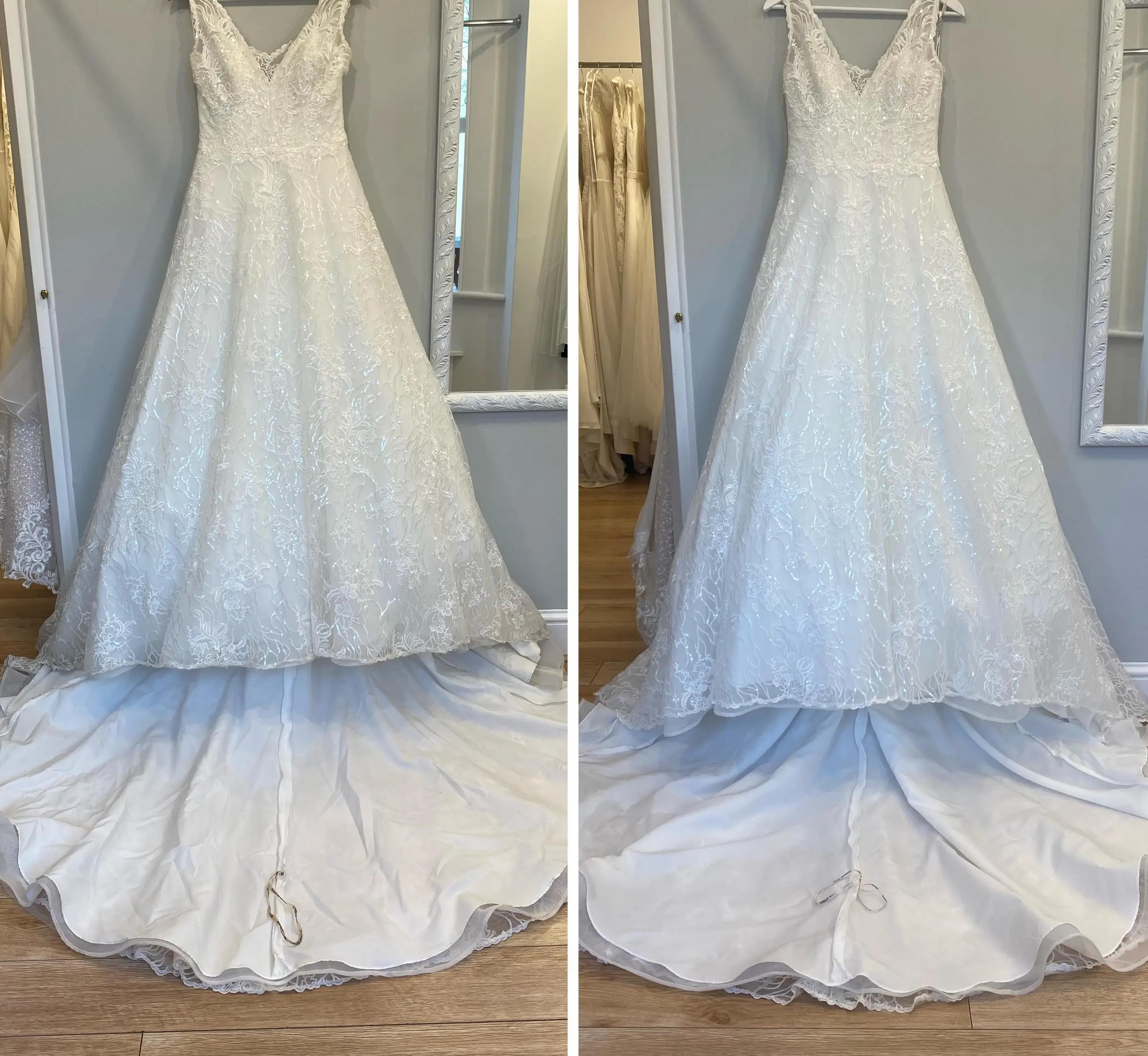 Before and After Cleaned Wedding Dress