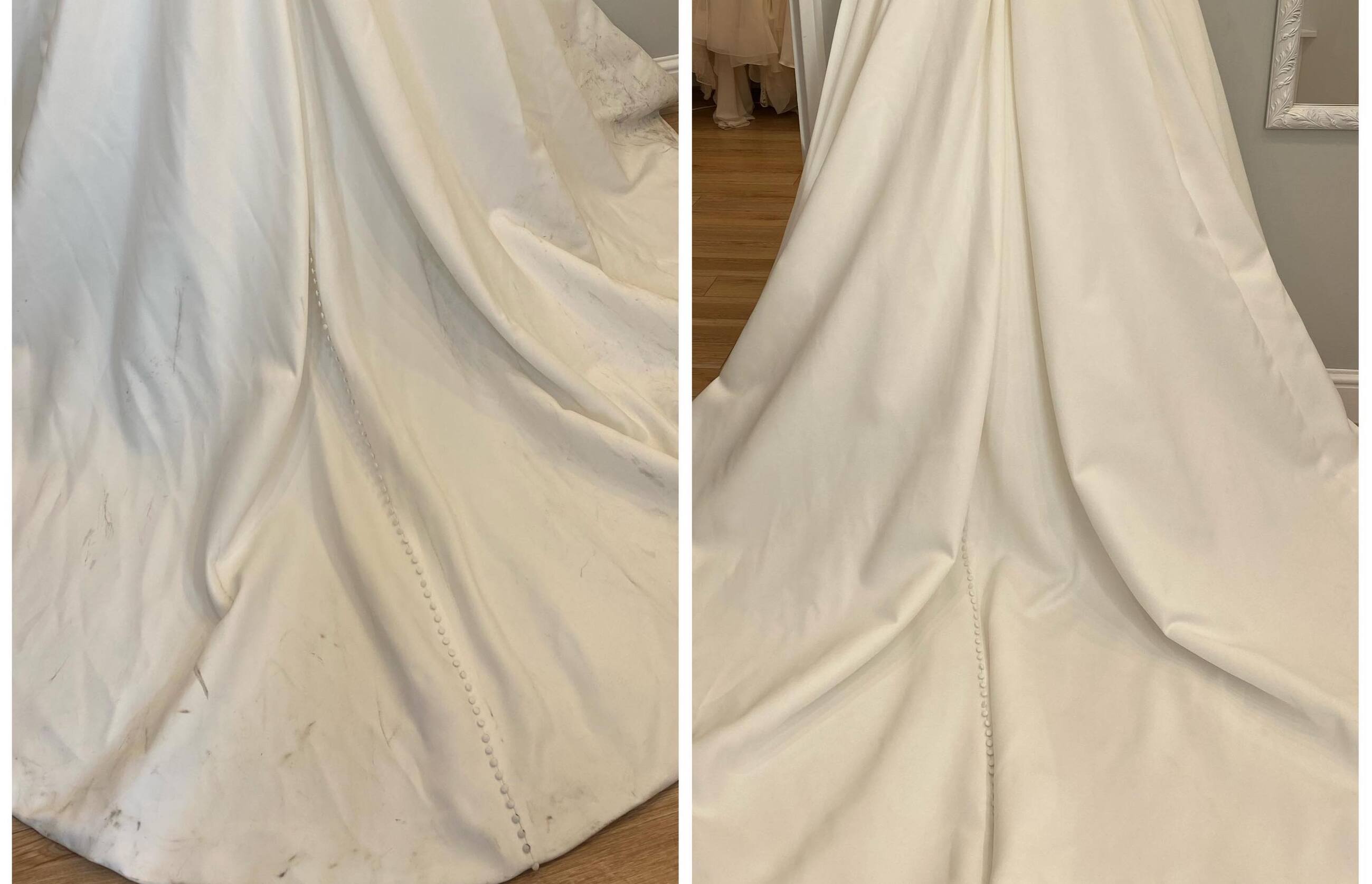 Before and After Cleaned Wedding Dress