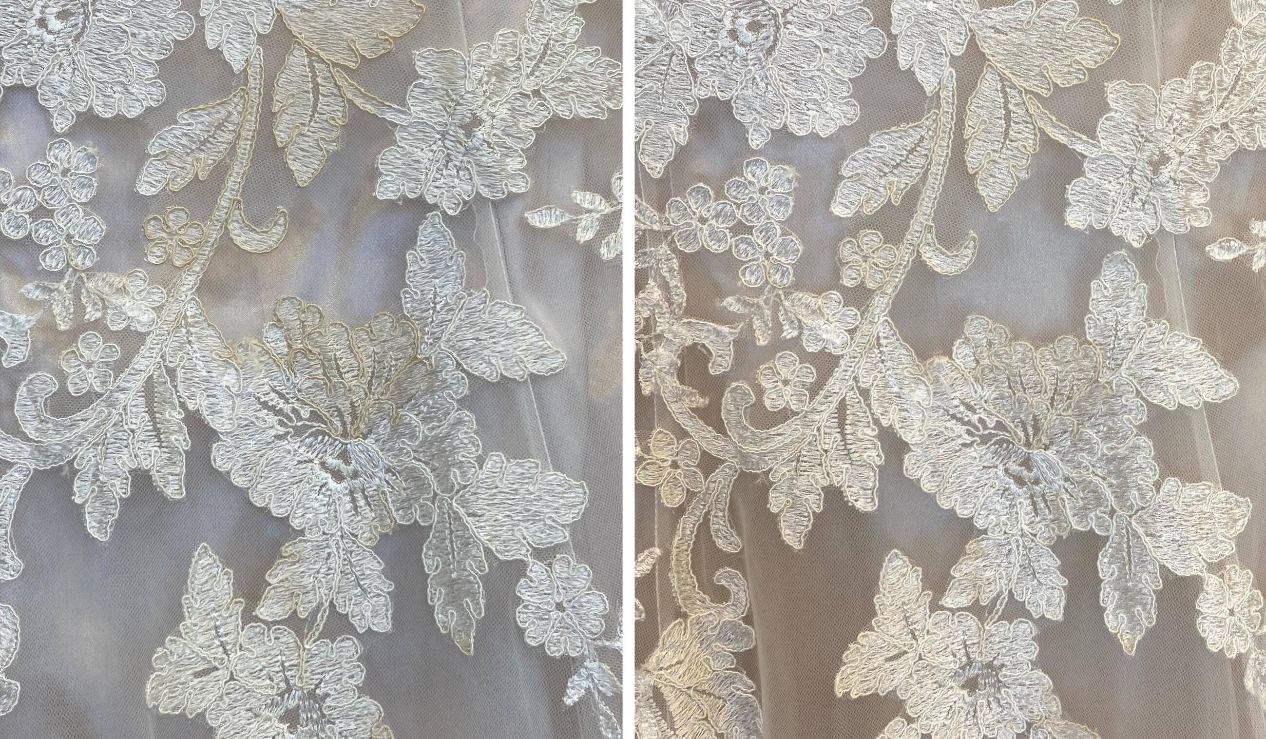 Before and After Cleaned Wedding Dress