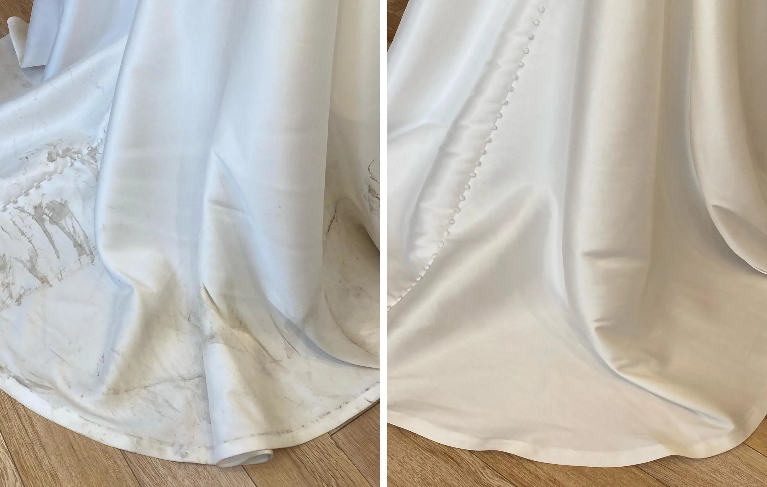 Before and After Cleaned Wedding Dress