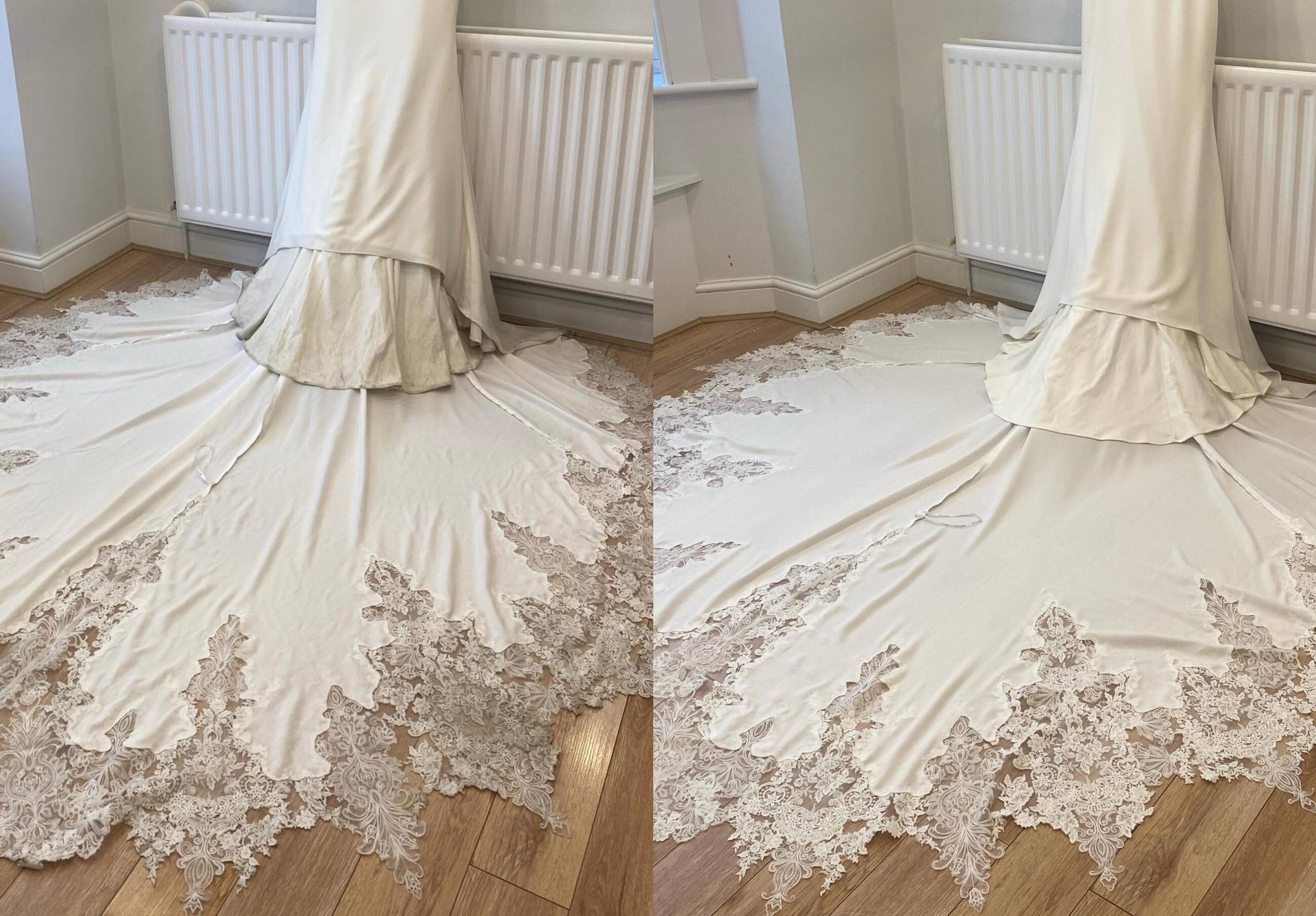 Before and After Cleaned Wedding Dress