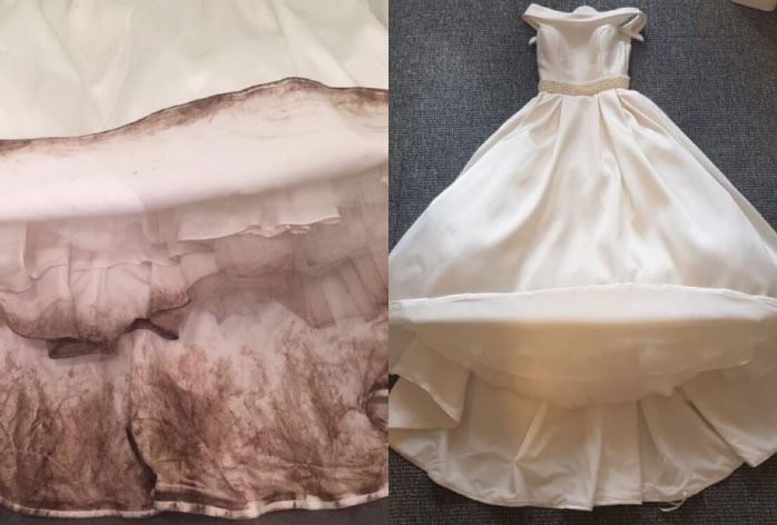 Before and After Cleaned Wedding Dress