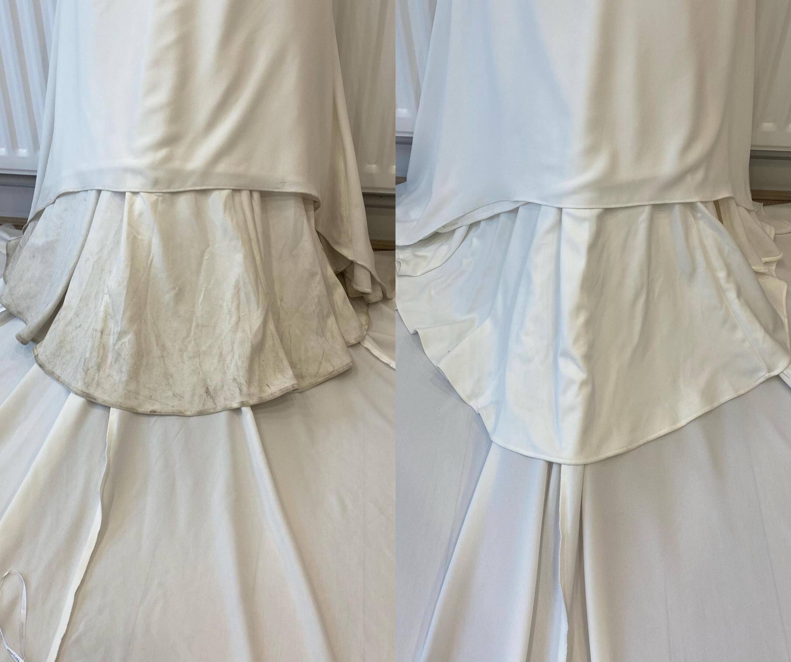 Before and After Cleaned Wedding Dress