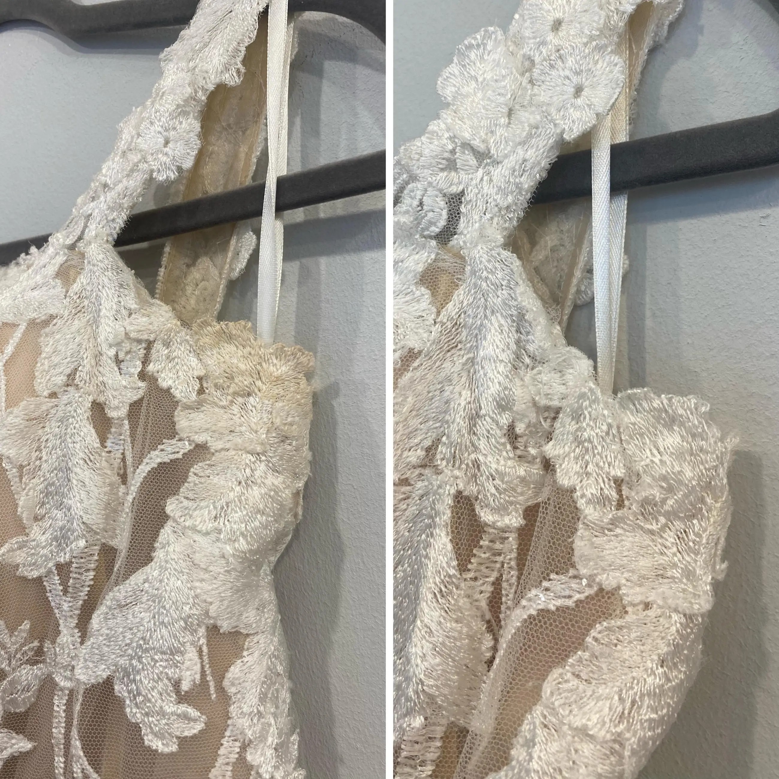 Before and After Cleaned Wedding Dress