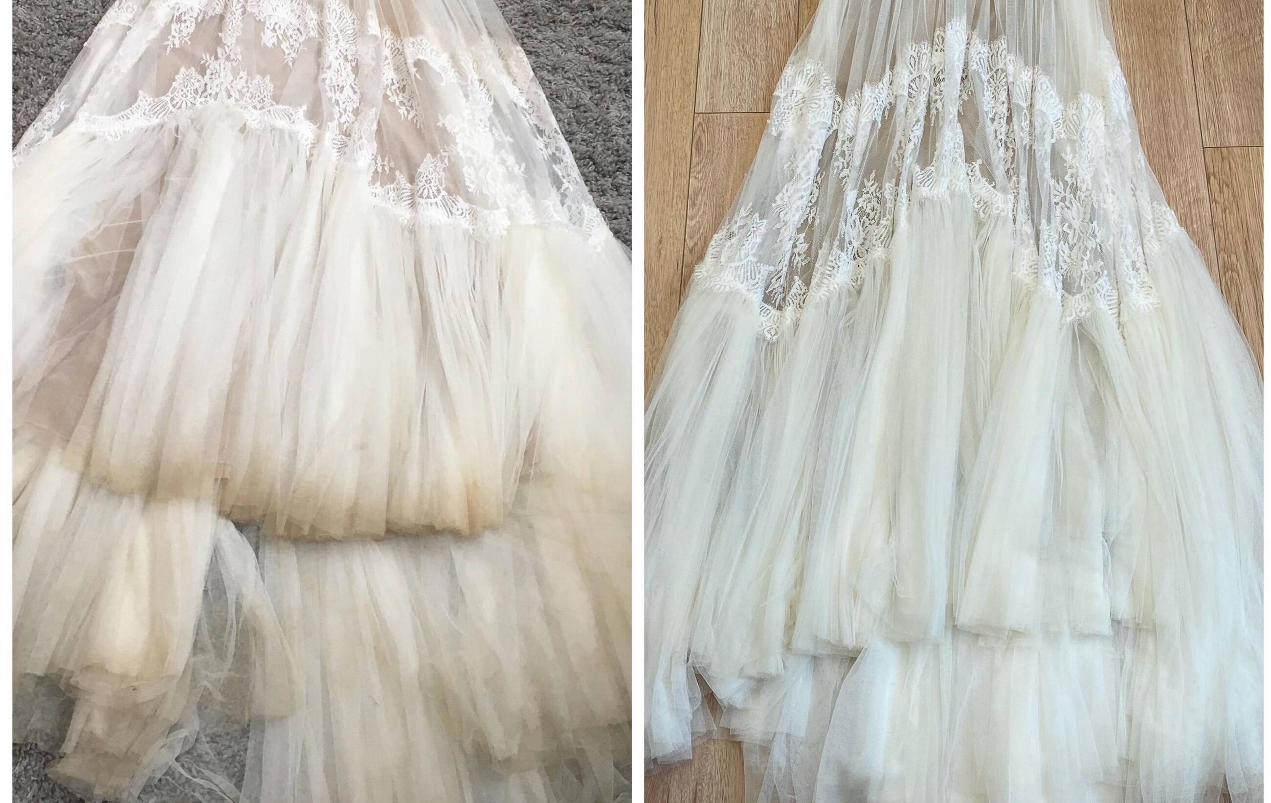 Before and After Cleaned Wedding Dress