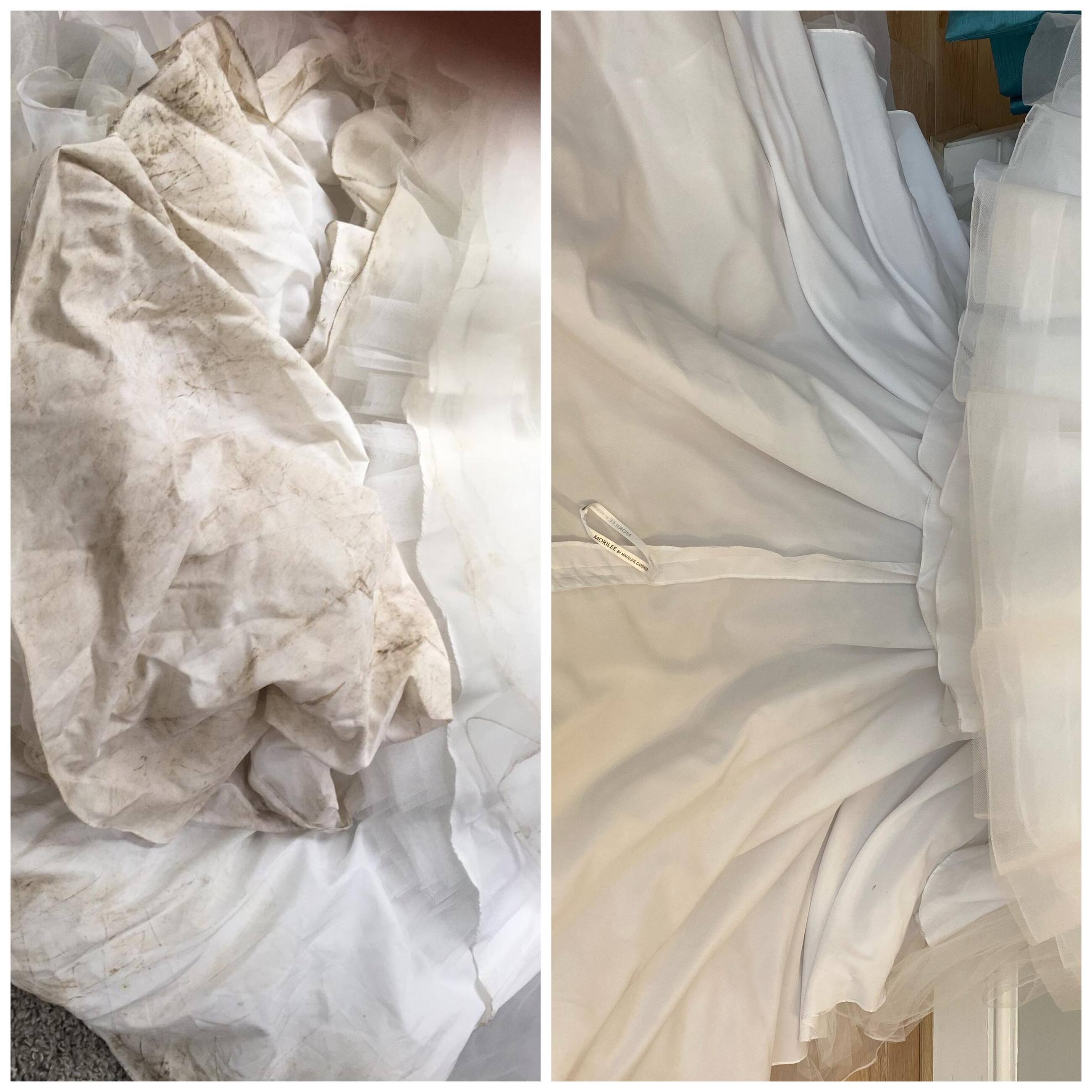 Before and After Cleaned Wedding Dress