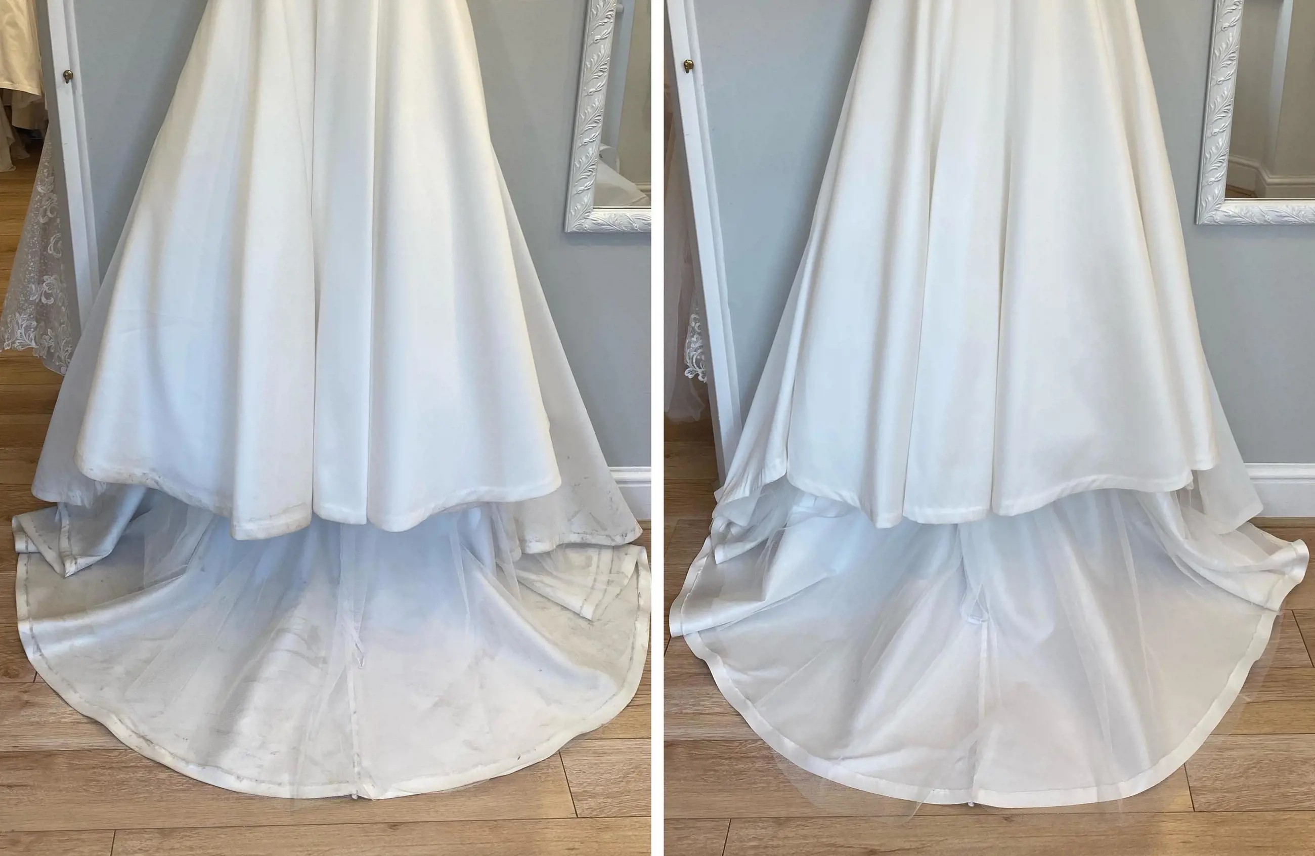 Before and After Cleaned Wedding Dress