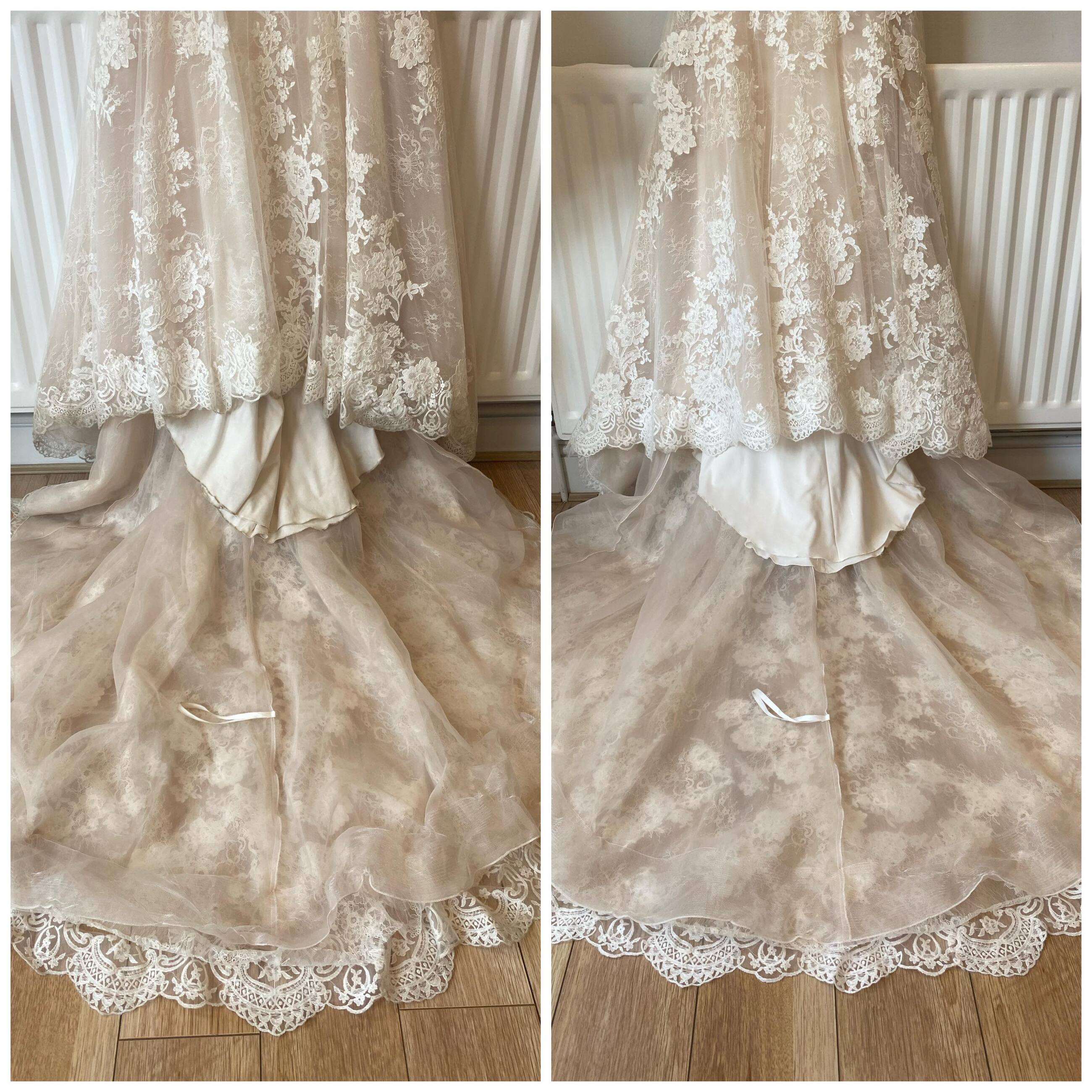 Before and After Cleaned Wedding Dress