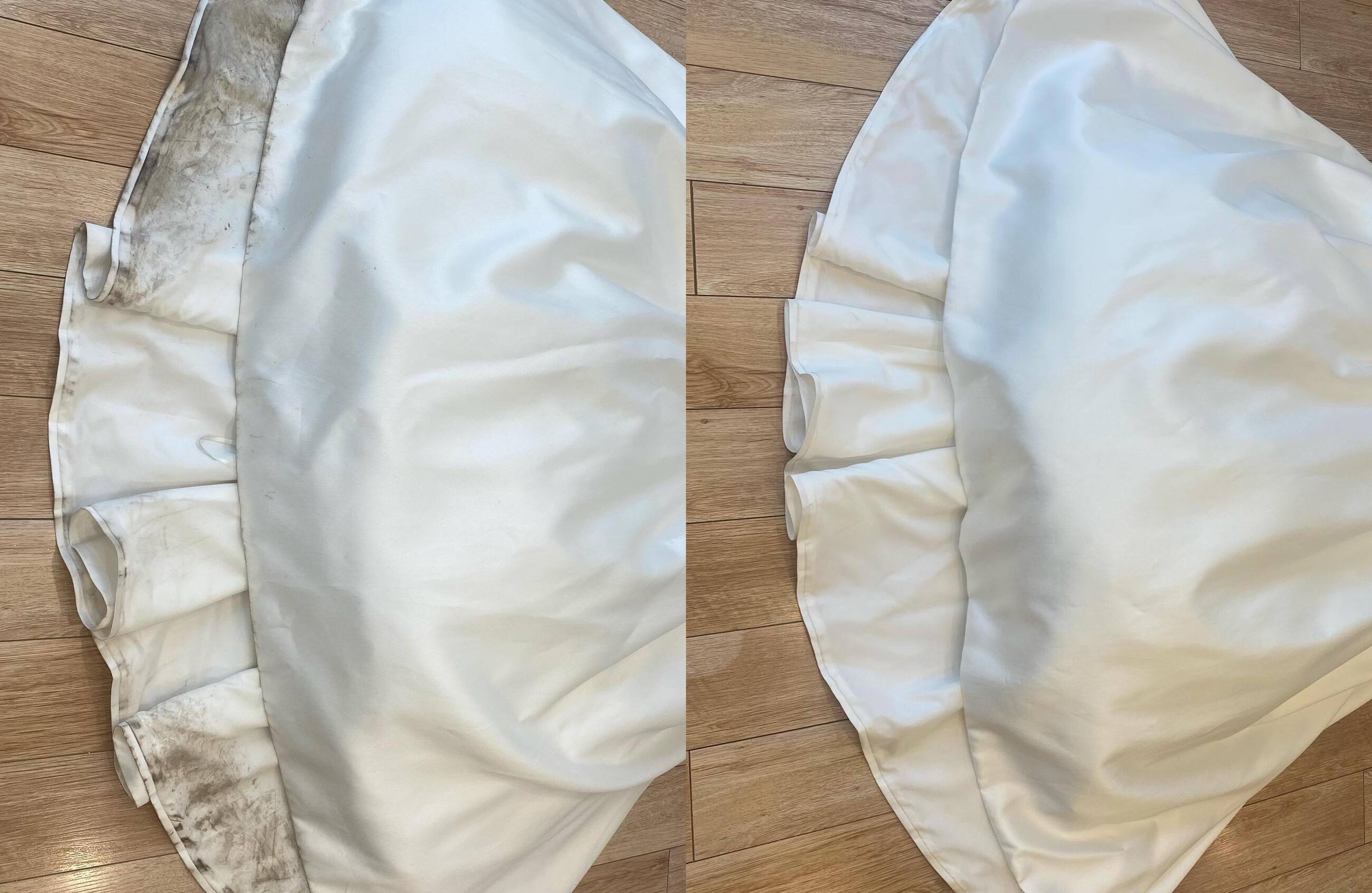 Before and After Cleaned Wedding Dress