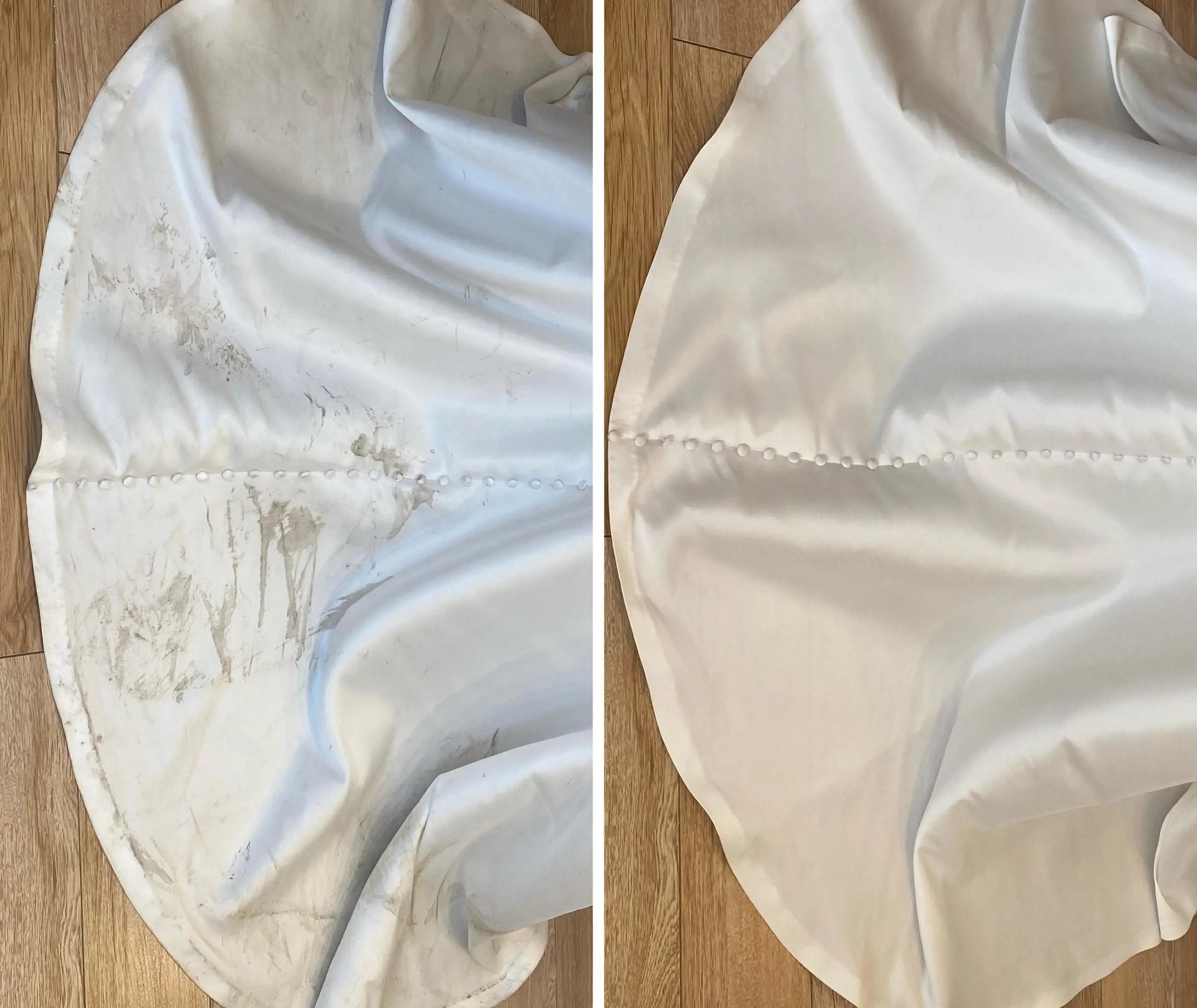 Before and After Cleaned Wedding Dress